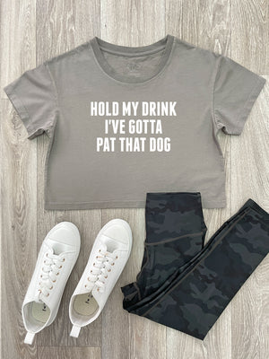 Hold My Drink I've Gotta Pat That Dog Annie Crop Tee