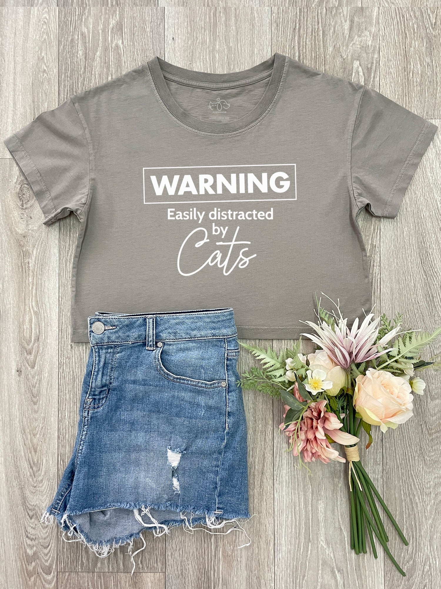 Warning. Easily Distracted By Cats Annie Crop Tee