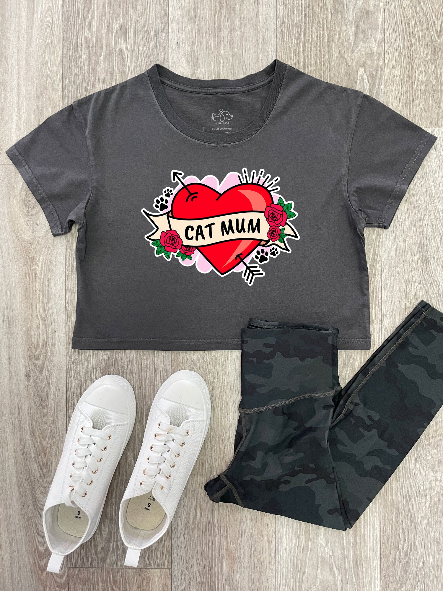 Cat Mum Heart Tattoo Annie Crop Tee