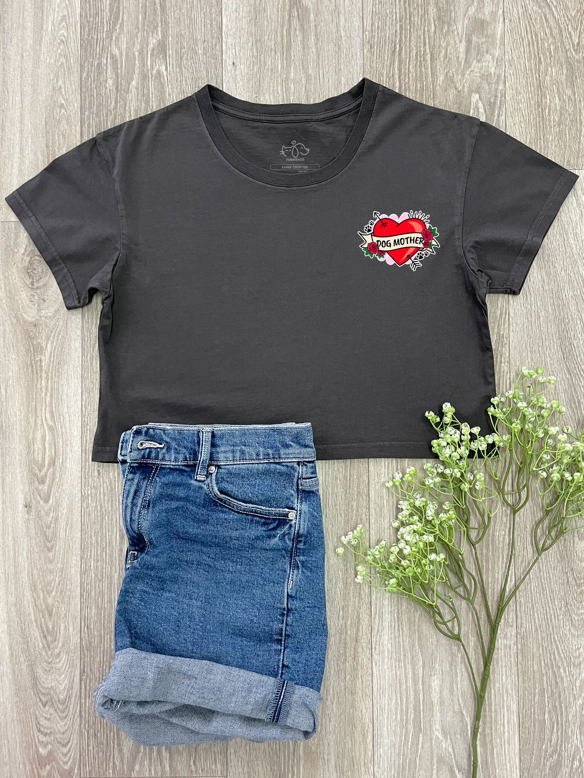 Dog Mother Heart Tattoo Annie Crop Tee