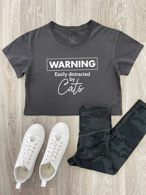 Warning. Easily Distracted By Cats Annie Crop Tee