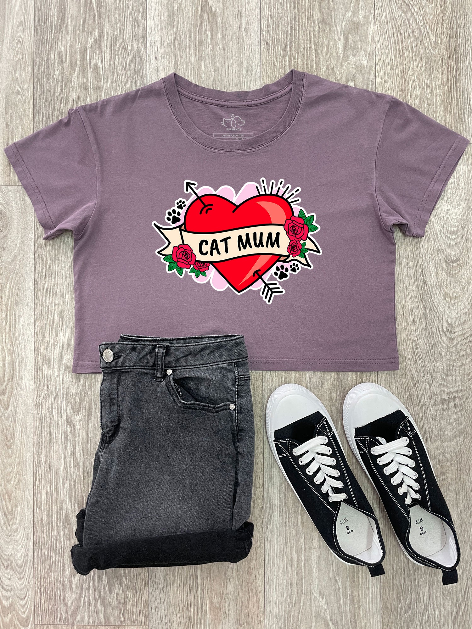 Cat Mum Heart Tattoo Annie Crop Tee