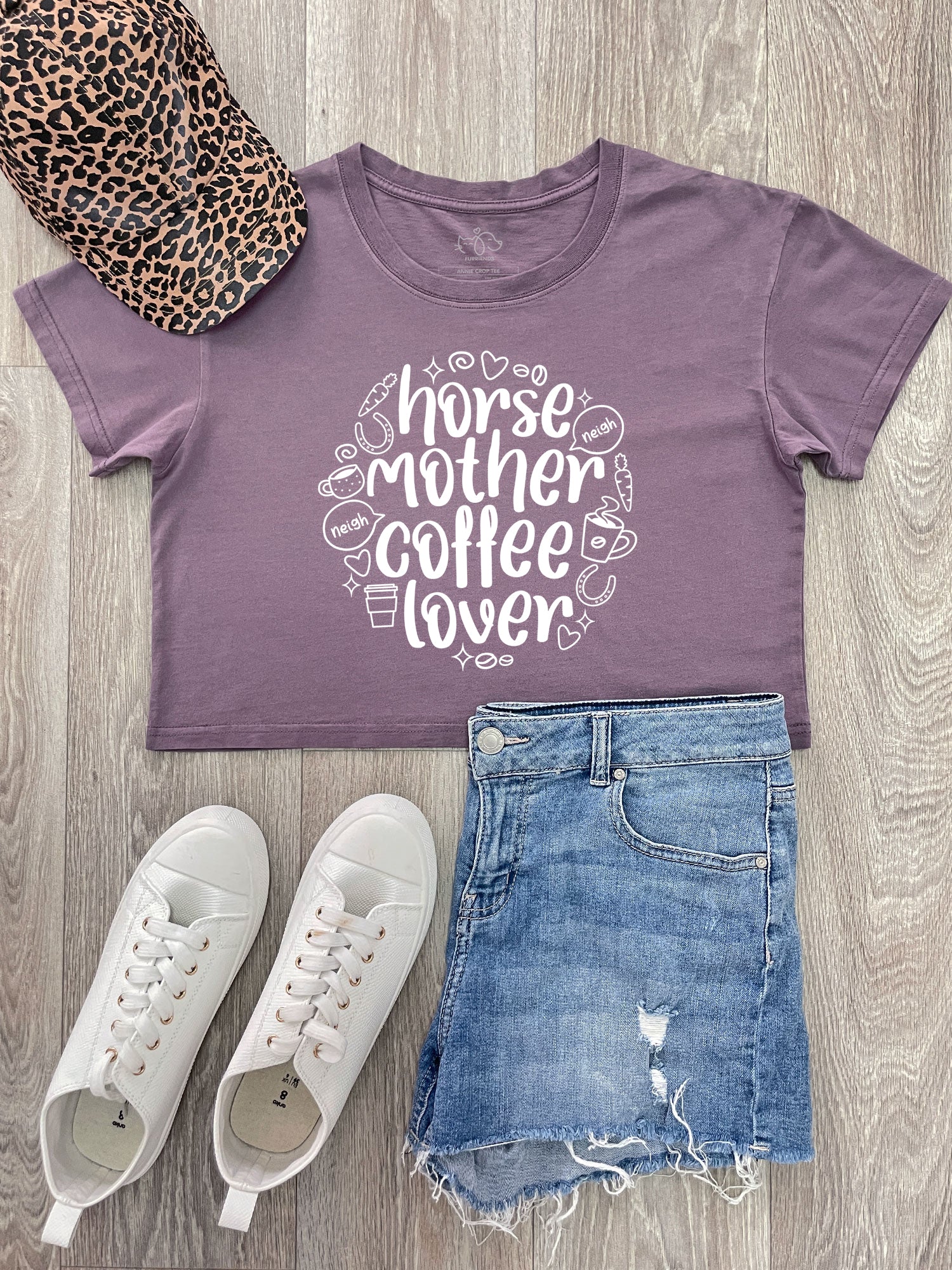 Horse Mother Coffee Lover Annie Crop Tee