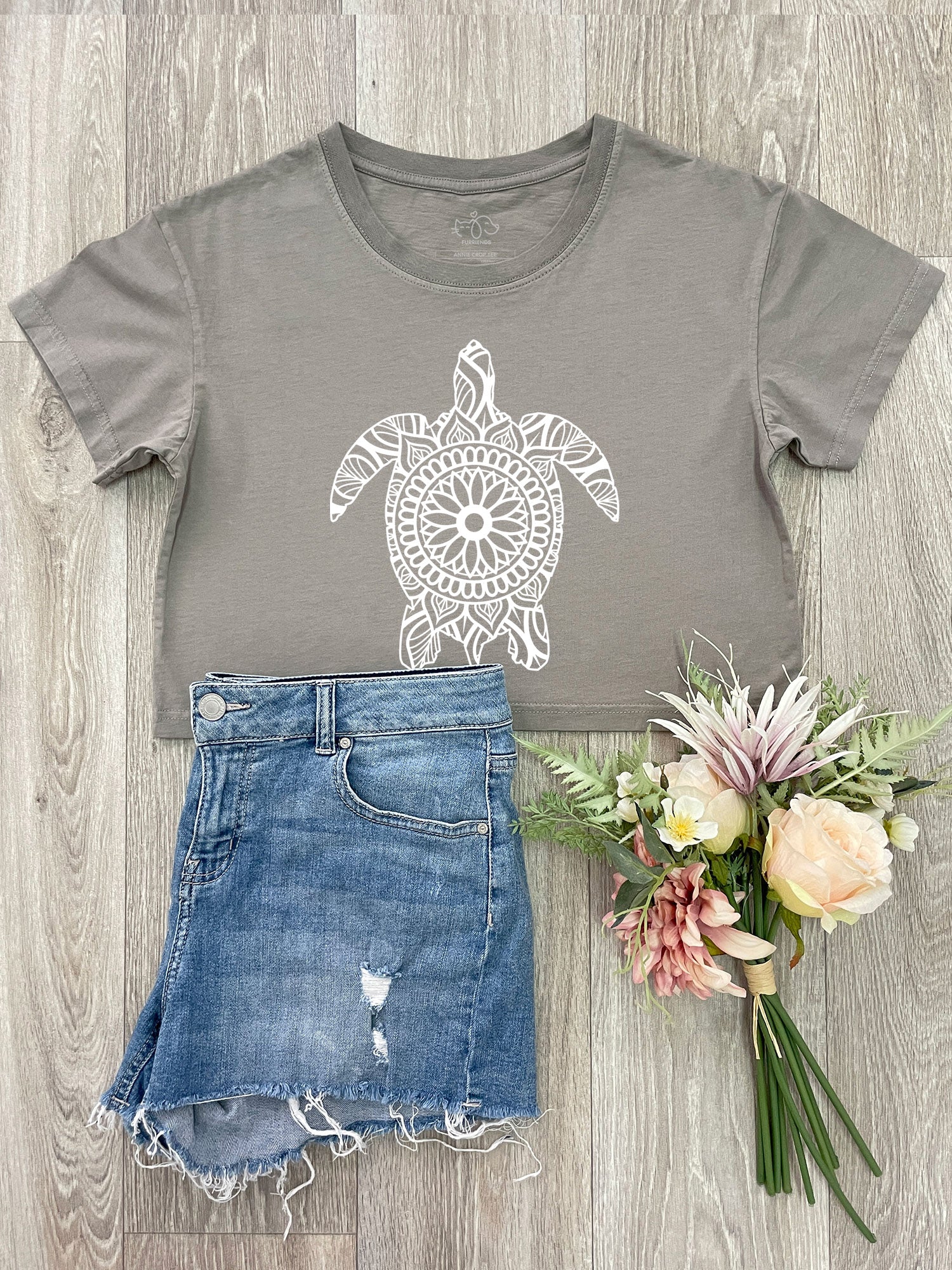 Turtle Mandala Annie Crop Tee