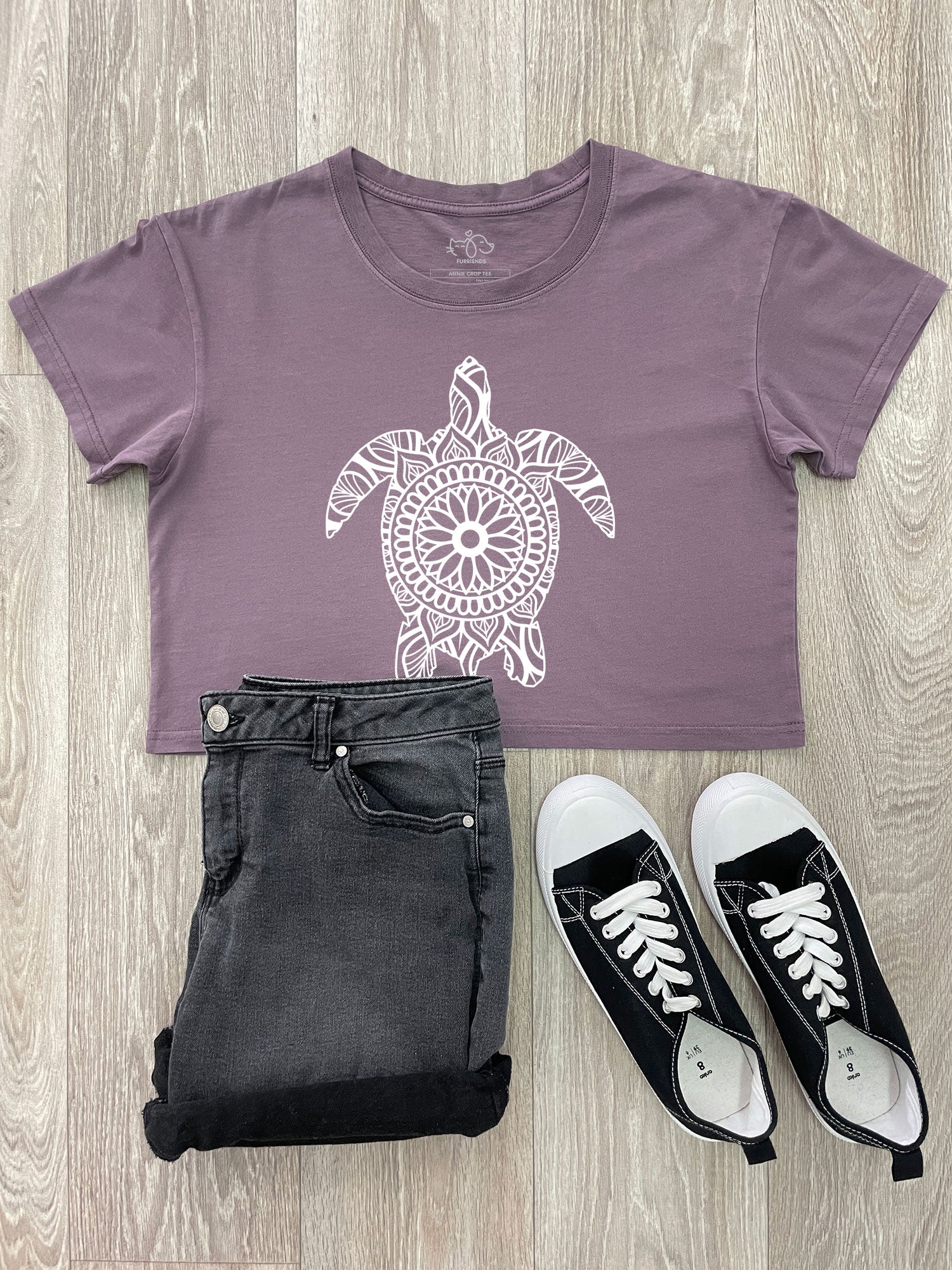 Turtle Mandala Annie Crop Tee