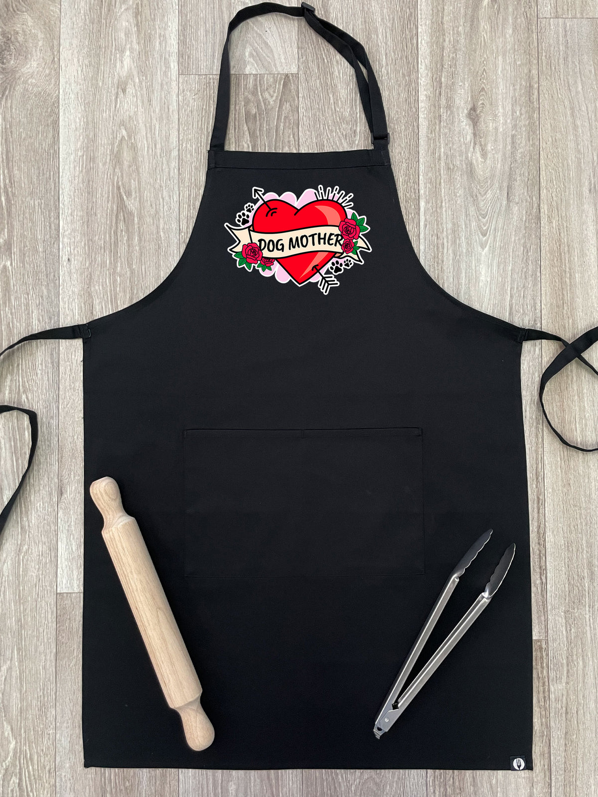 Dog Mother Heart Tattoo Bib Apron