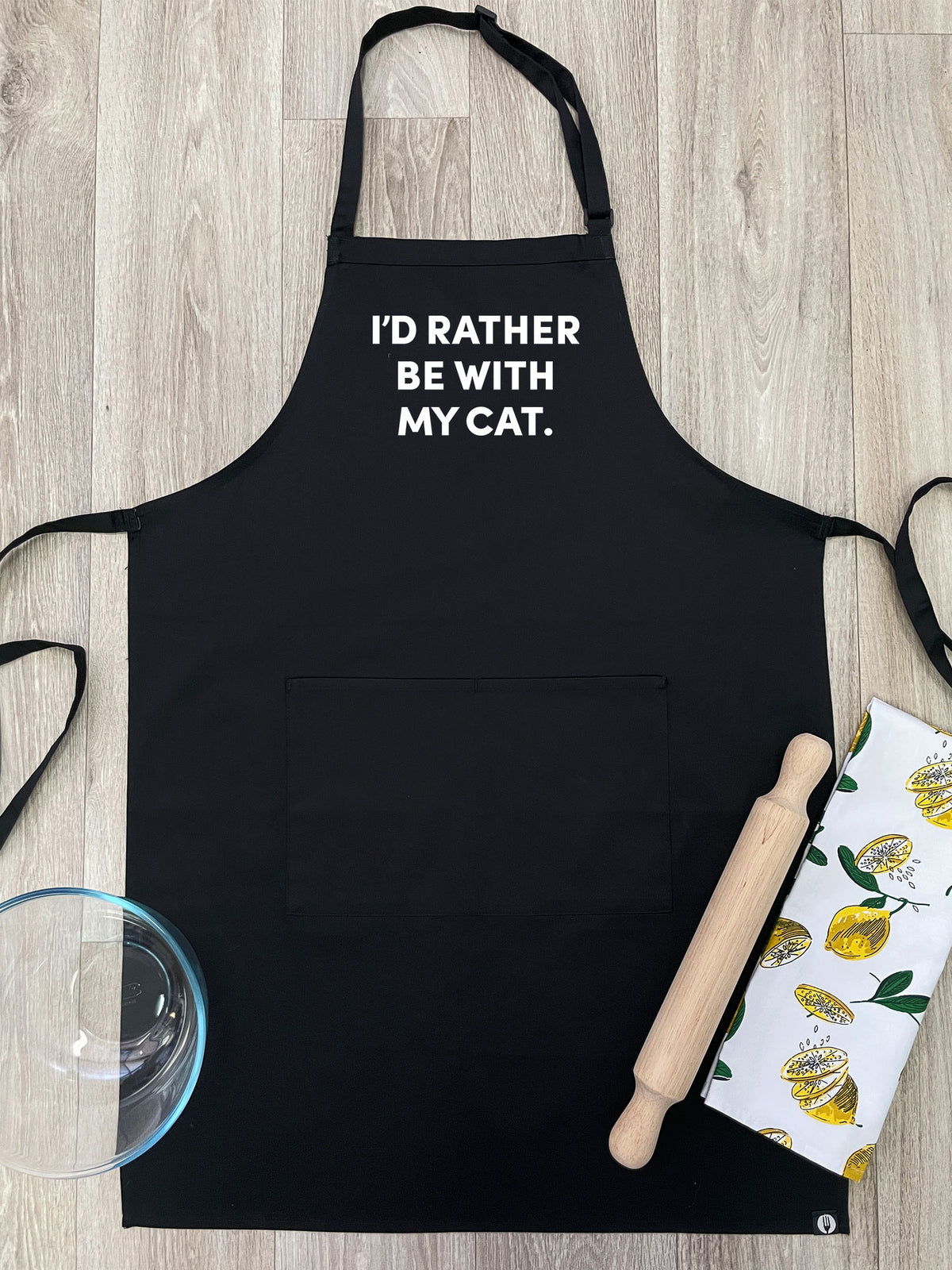 I&#39;d Rather Be With My Cat. Bib Apron