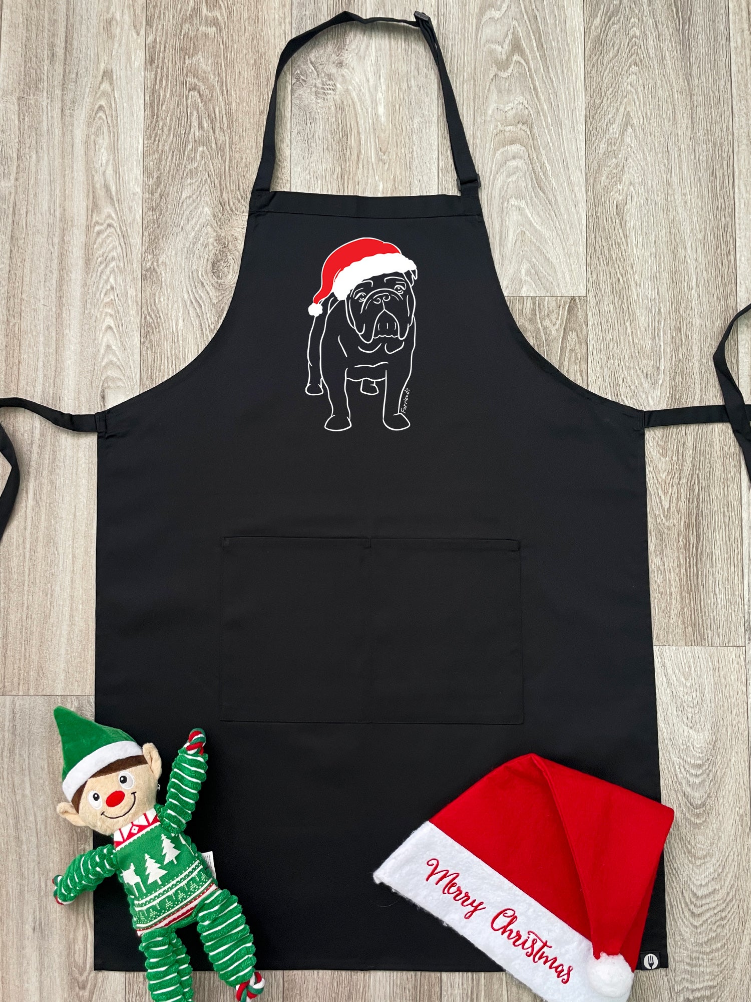 British Bulldog Christmas Edition Bib Apron