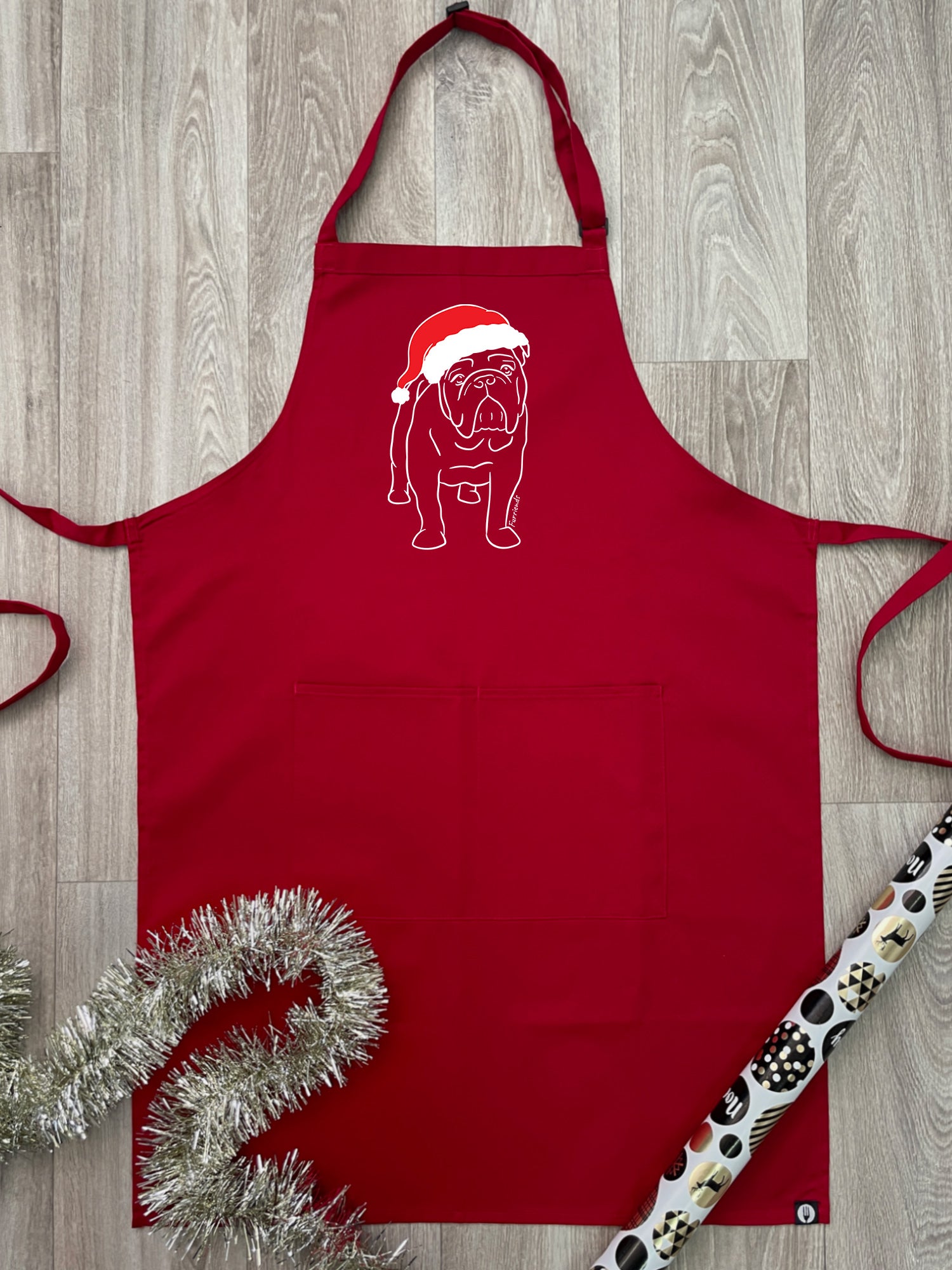 British Bulldog Christmas Edition Bib Apron