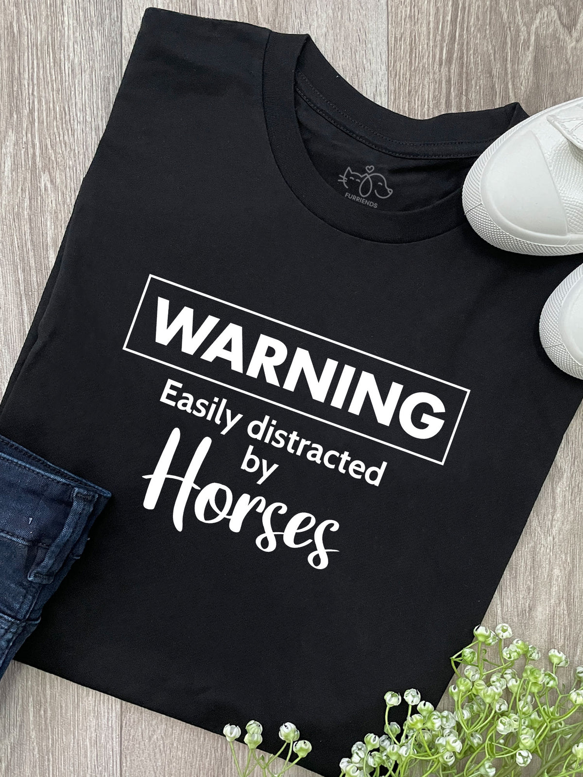 Warning. Easily Distracted By Horses Ava Women&#39;s Regular Fit Tee