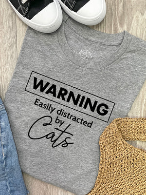 Warning. Easily Distracted By Cats Ava Women's Regular Fit Tee