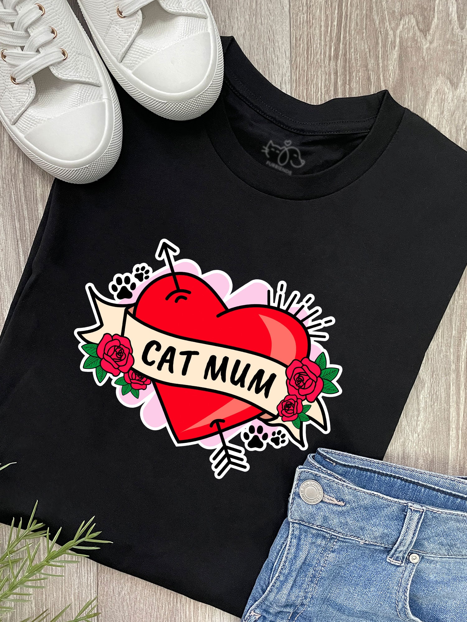 Cat Mum Heart Tattoo Ava Women's Regular Fit Tee