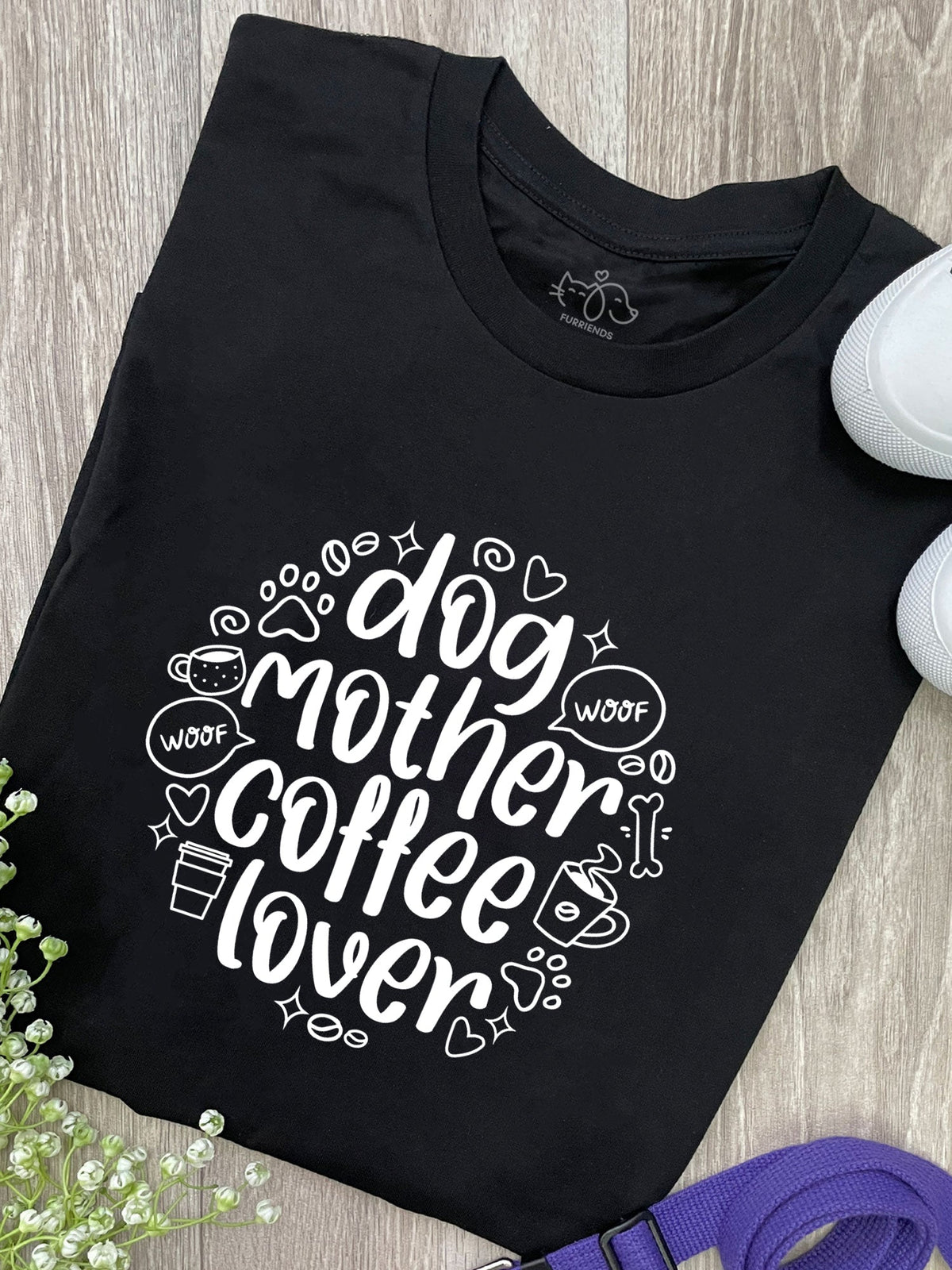 Dog Mother Coffee Lover Ava Women&#39;s Regular Fit Tee (Size S BLACK) ***SALE***