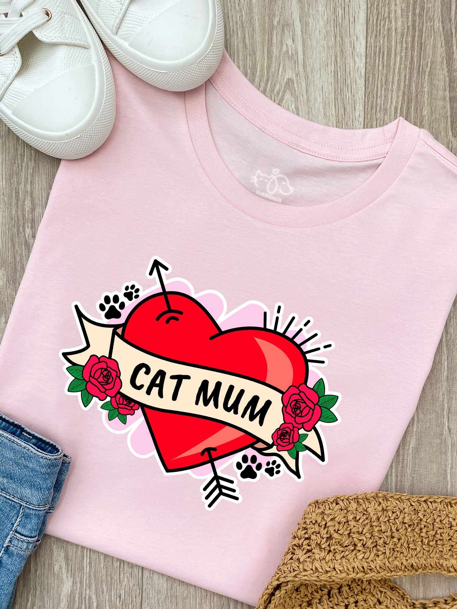 Cat Mum Heart Tattoo Ava Women's Regular Fit Tee