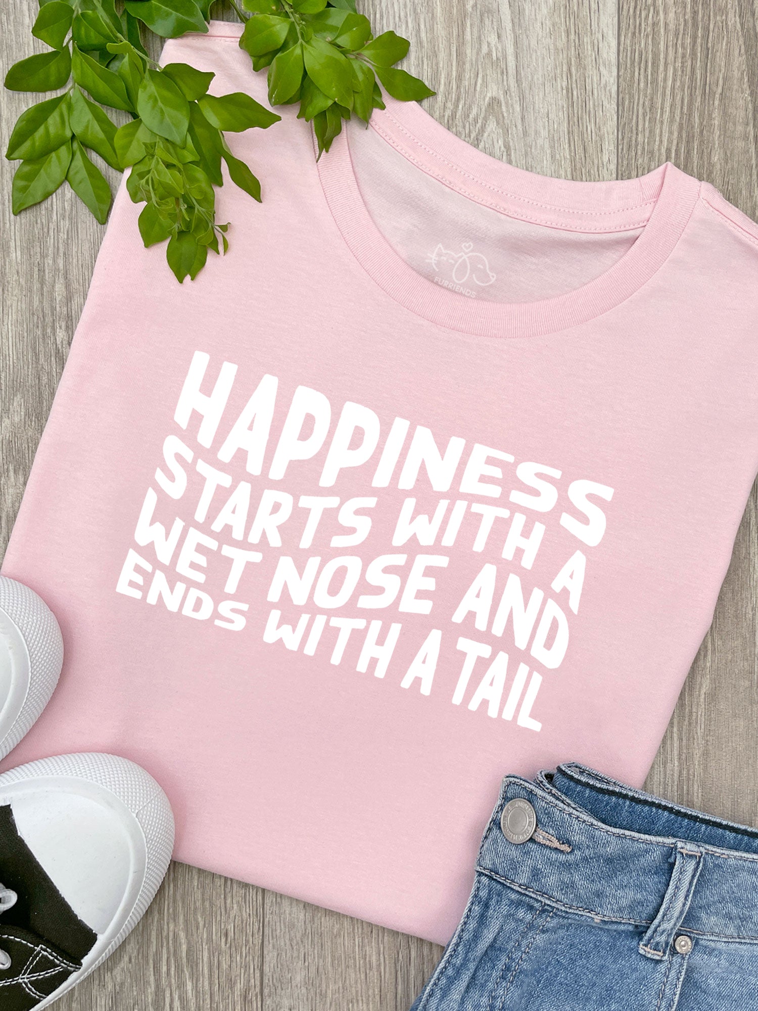 Happiness Starts With A Wet Nose And Ends With A Tail Ava Women's Regular Fit Tee