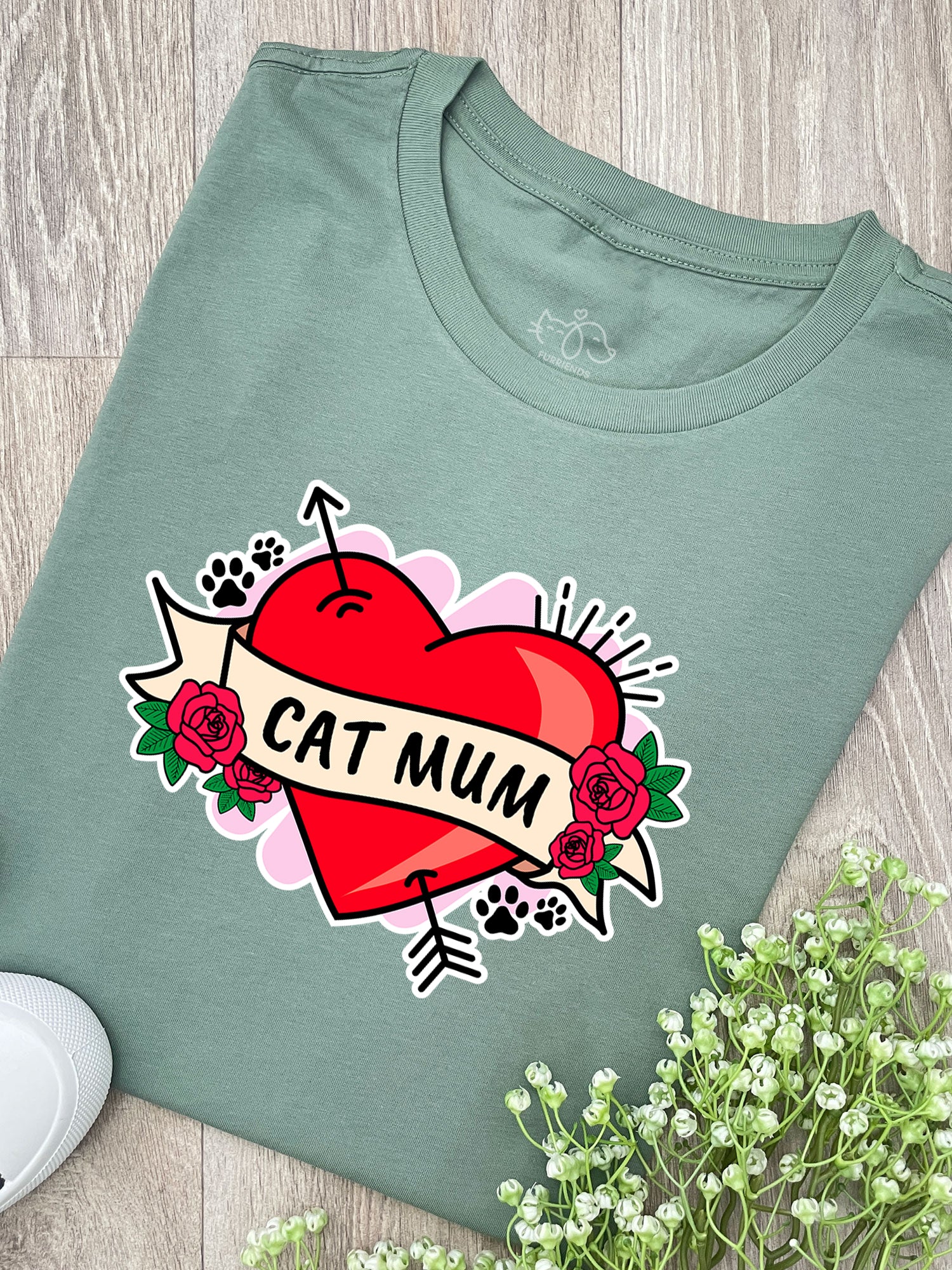 Cat Mum Heart Tattoo Ava Women's Regular Fit Tee