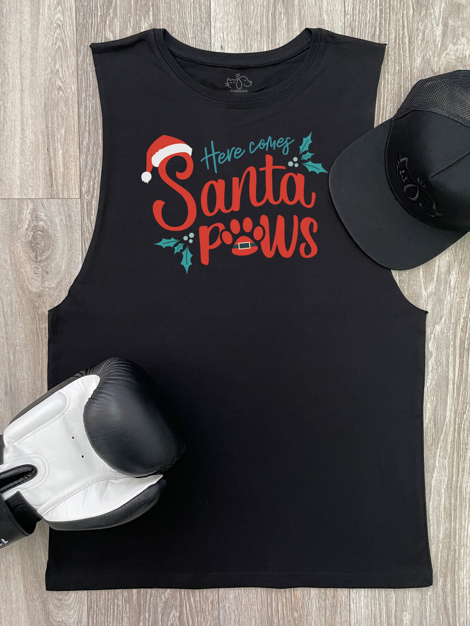 Here Comes Santa Paws Axel Drop Armhole Muscle Tank