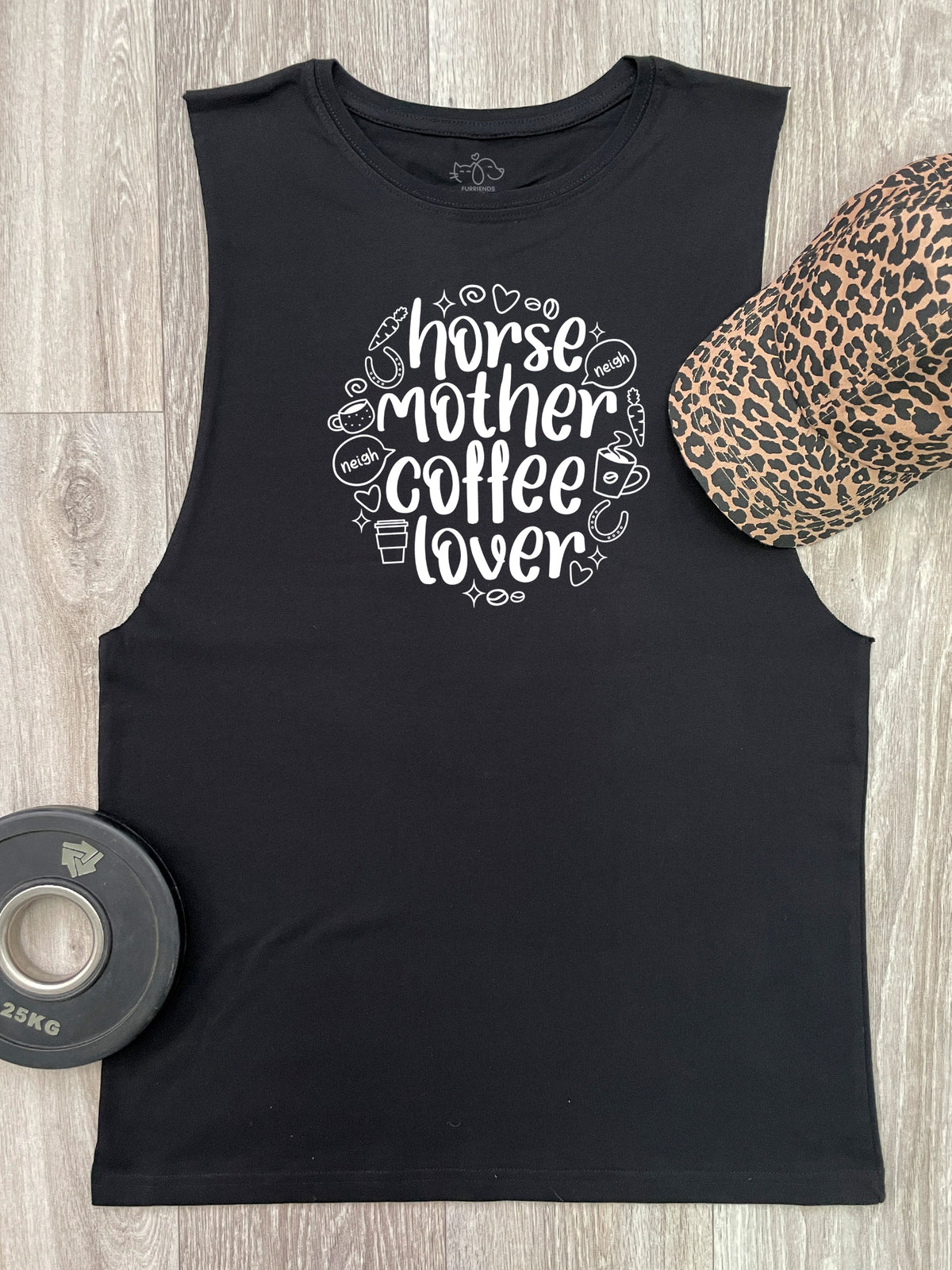 Horse Mother Coffee Lover Axel Drop Armhole Muscle Tank