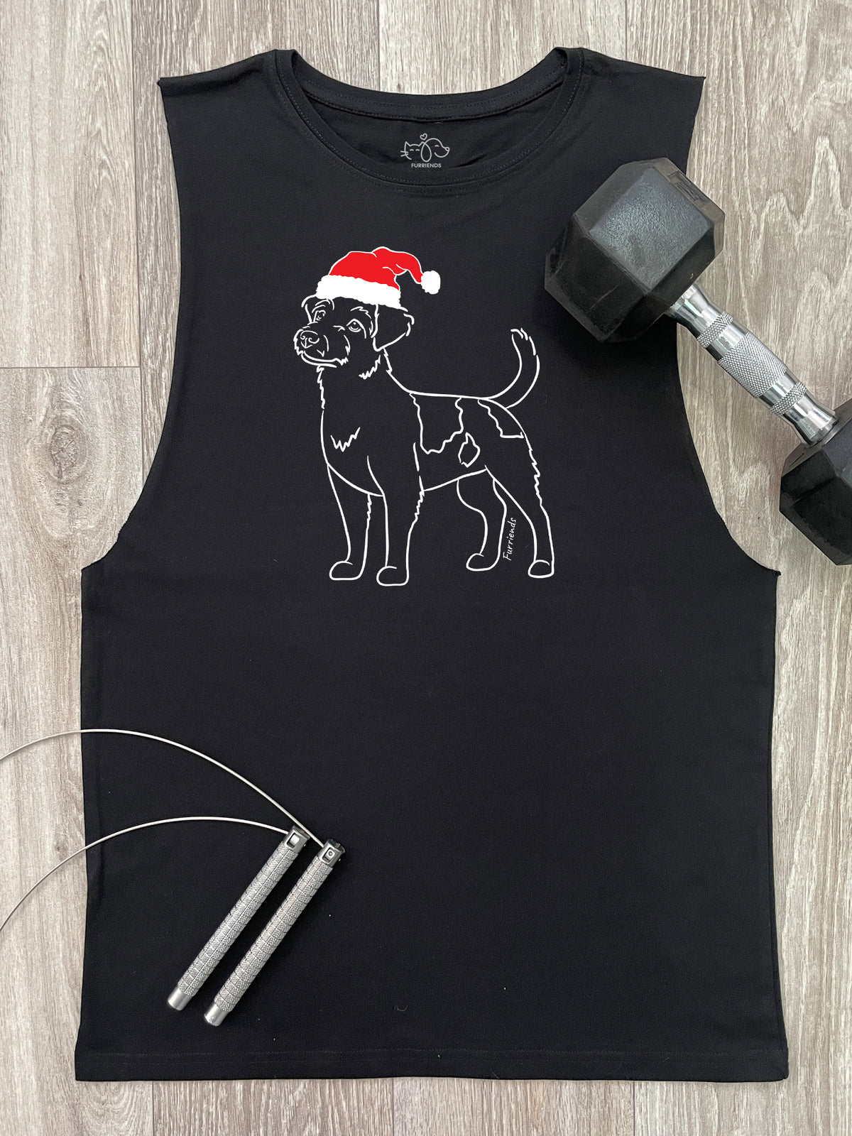 Jack Russell Terrier (Rough Coat) Christmas Edition Axel Drop Armhole Muscle Tank