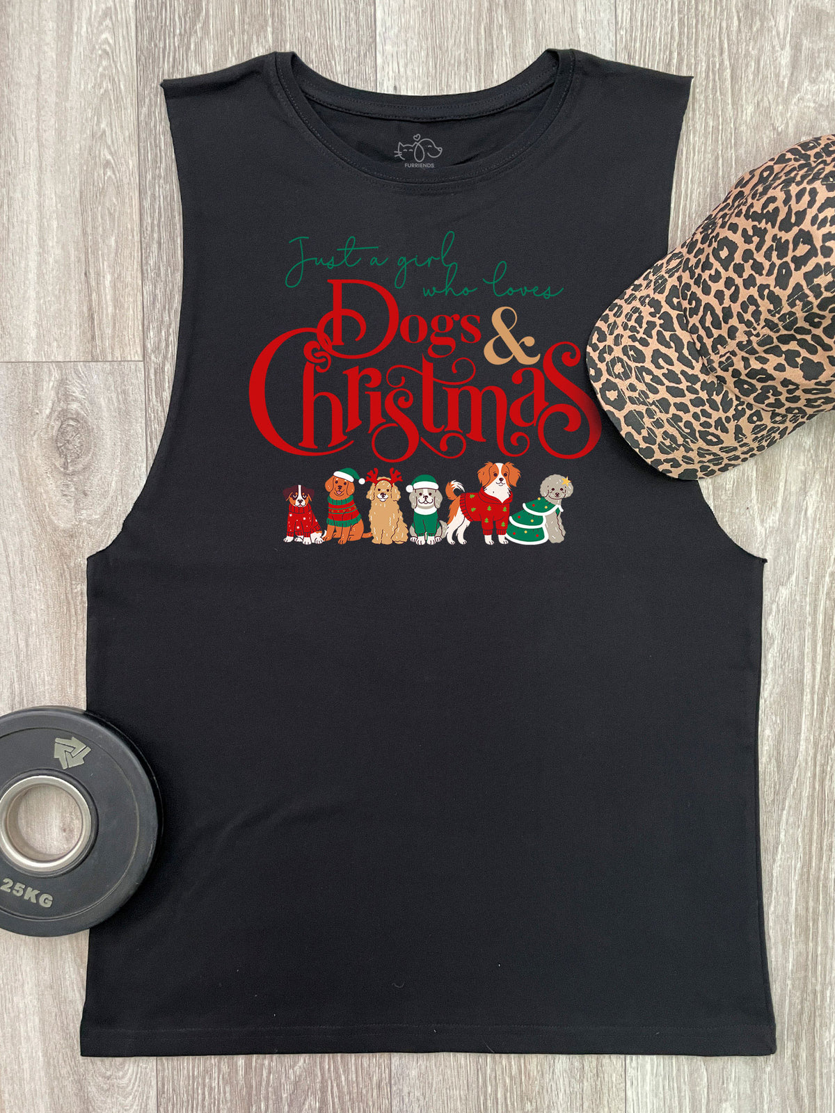 Just A Girl Who Loves Dogs &amp; Christmas Axel Drop Armhole Muscle Tank