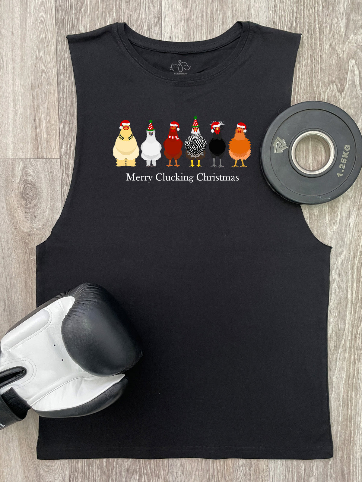 Merry Clucking Christmas Axel Drop Armhole Muscle Tank