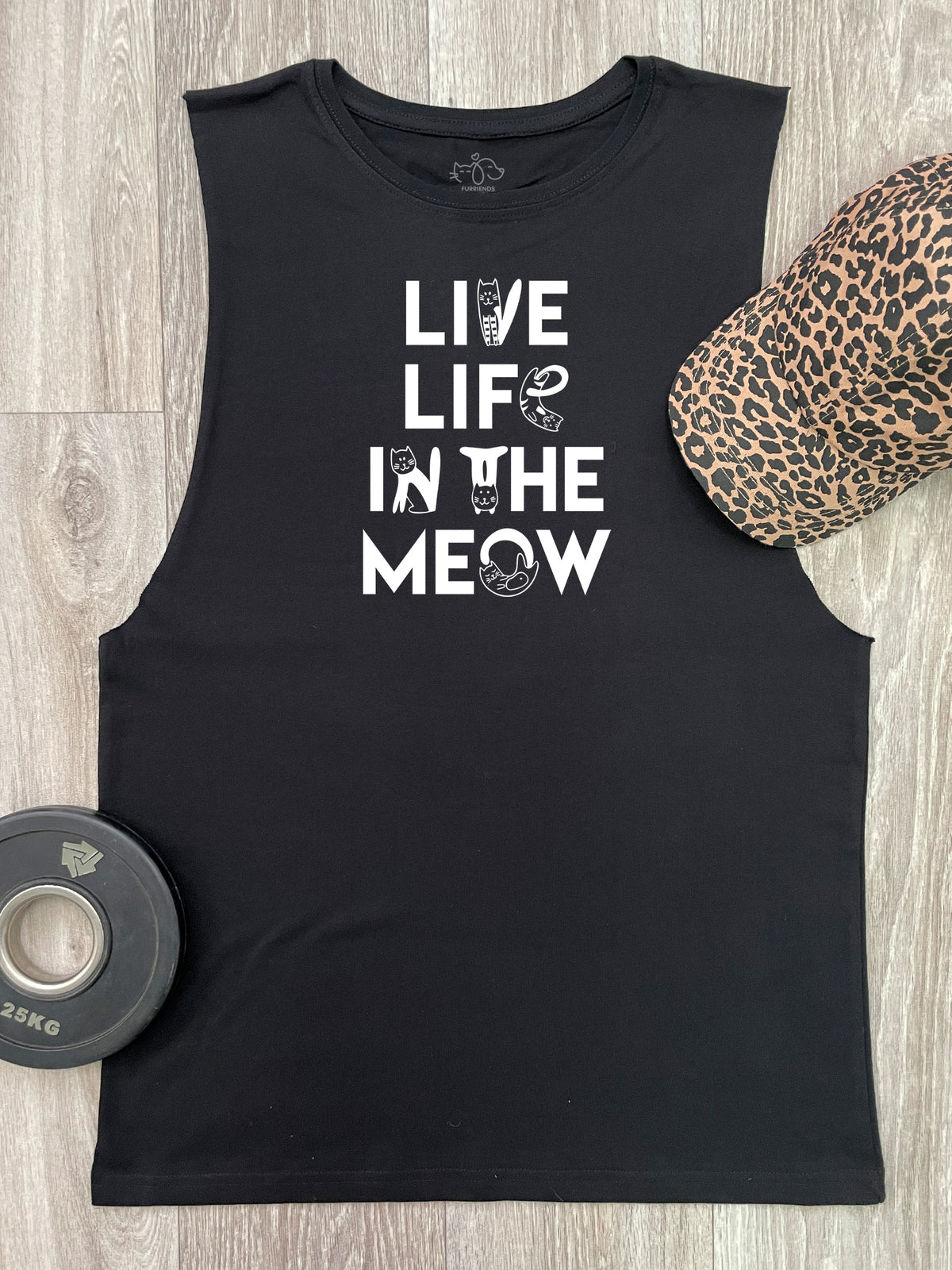 Live Life In The Meow Axel Drop Armhole Muscle Tank