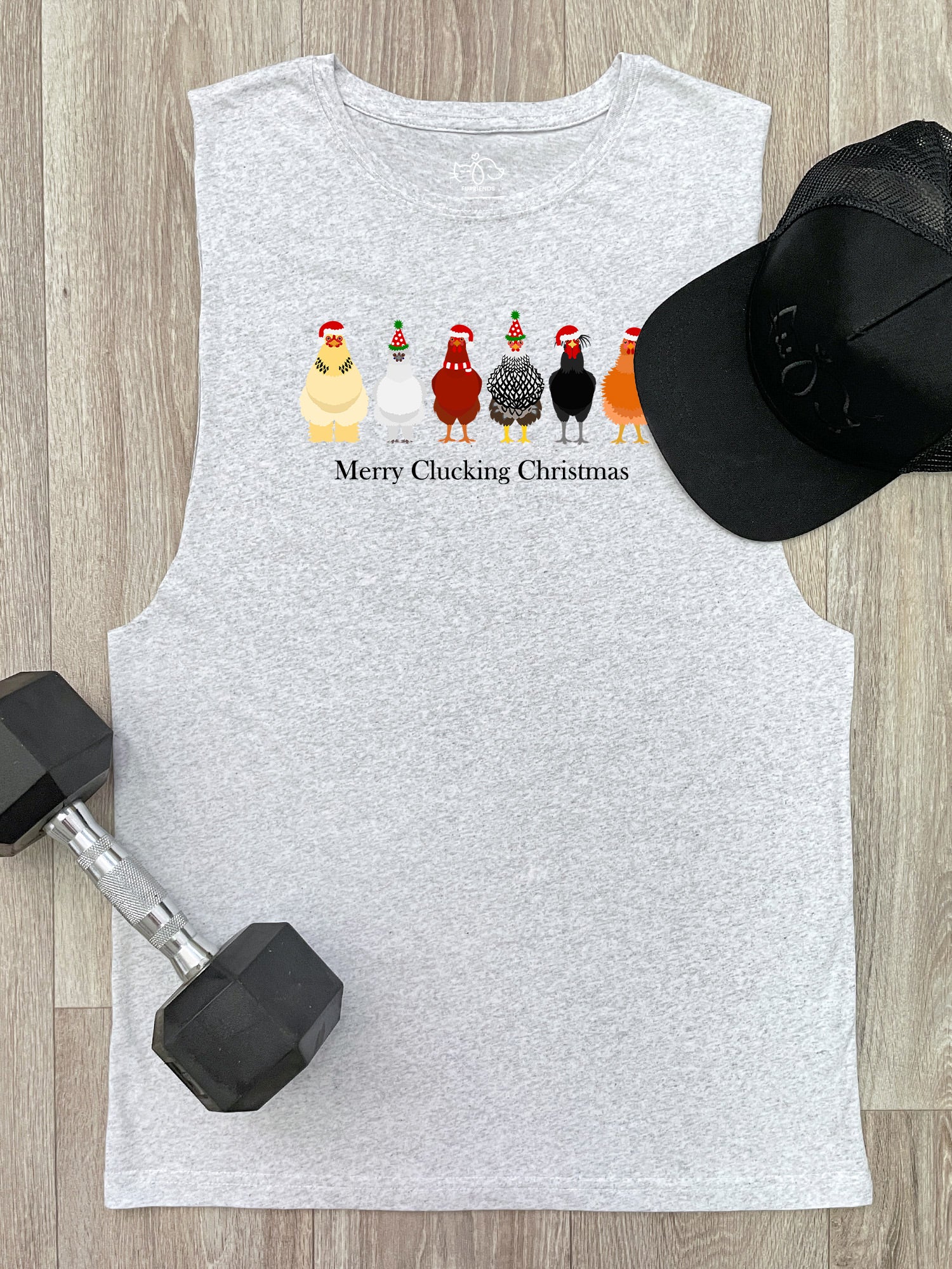 Merry Clucking Christmas Axel Drop Armhole Muscle Tank