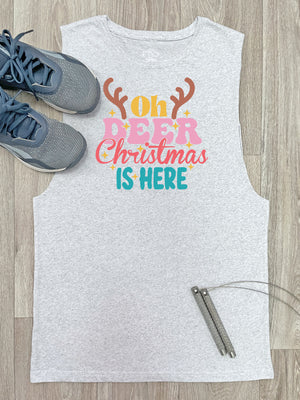 Oh Deer. Christmas Is Here Axel Drop Armhole Muscle Tank