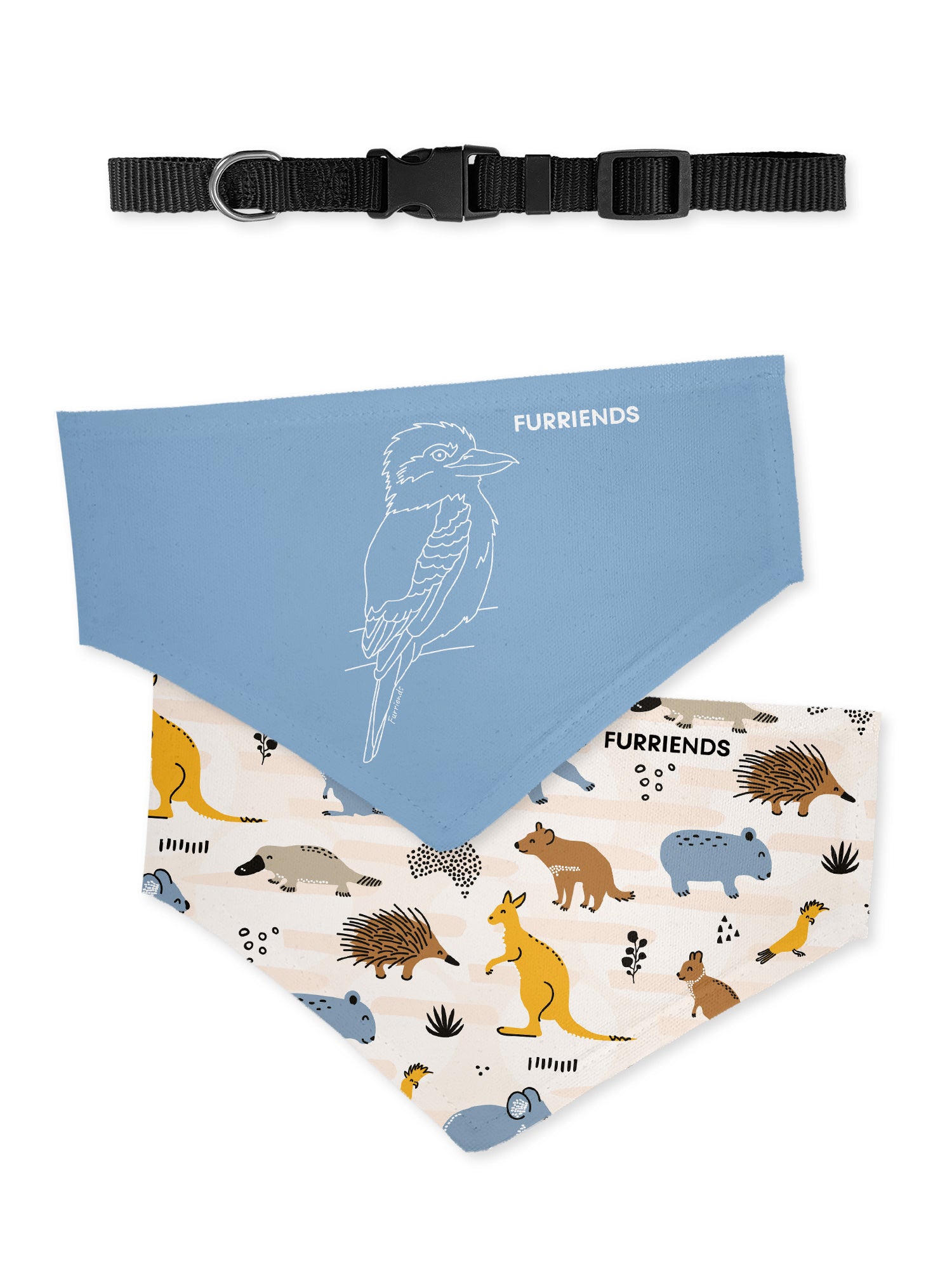 Kookaburra Reversible Dog Bandana With Collar