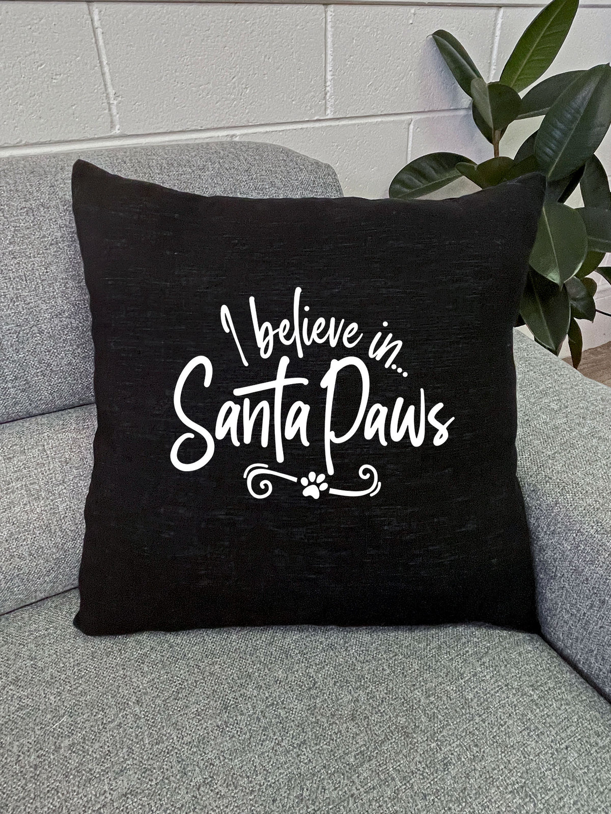 I Believe In Santa Paws Linen Cushion Cover