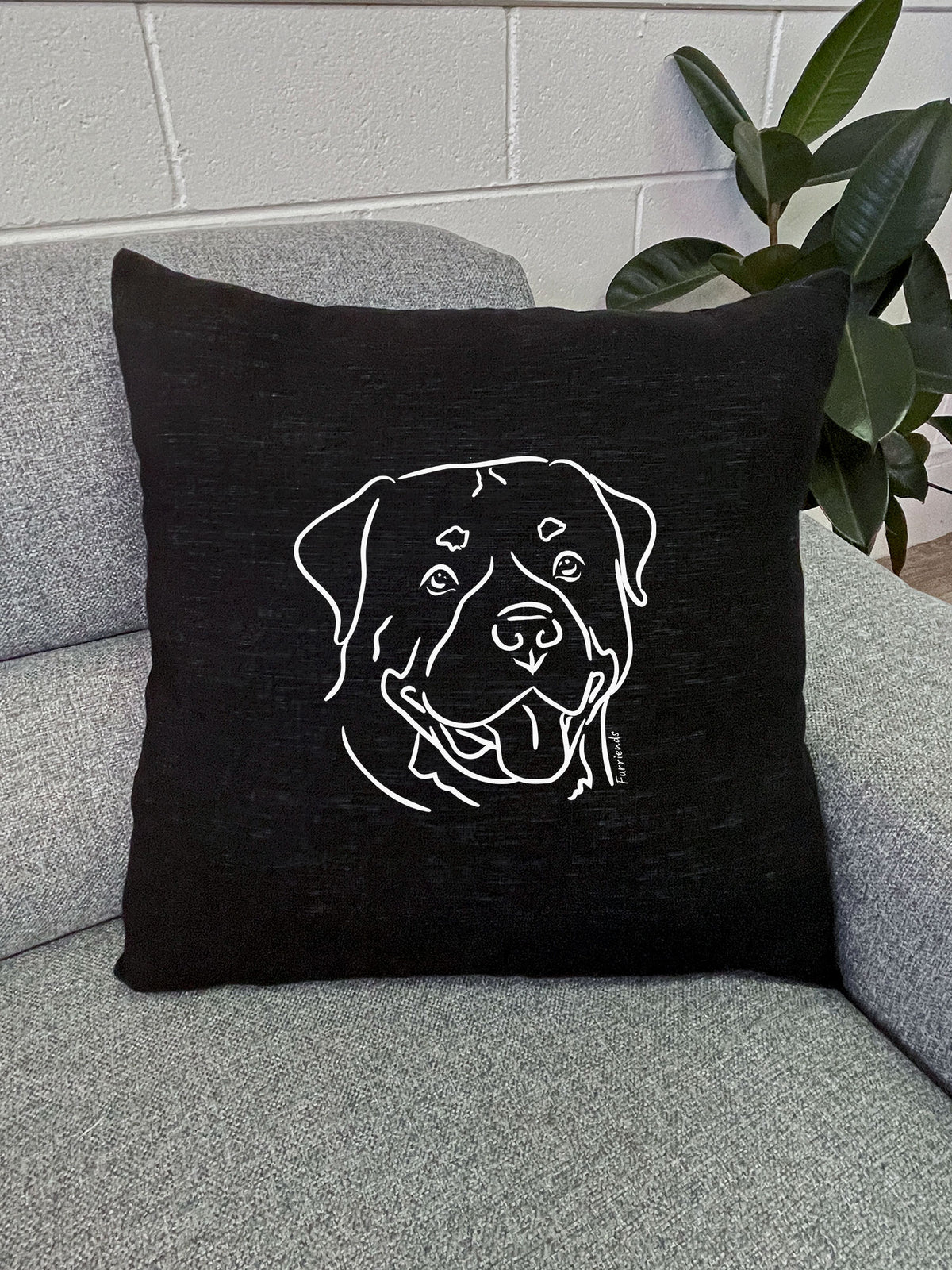 Rottweiler Linen Cushion Cover