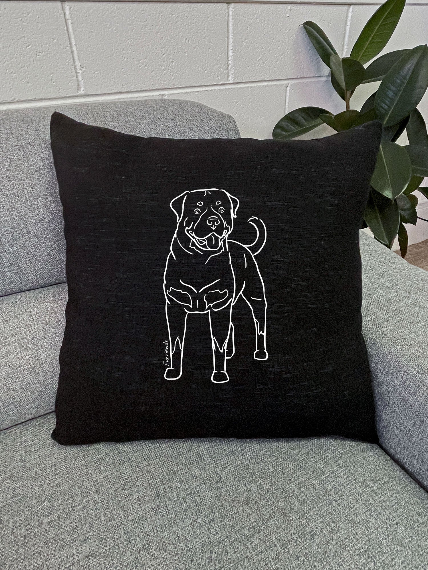 Rottweiler Linen Cushion Cover