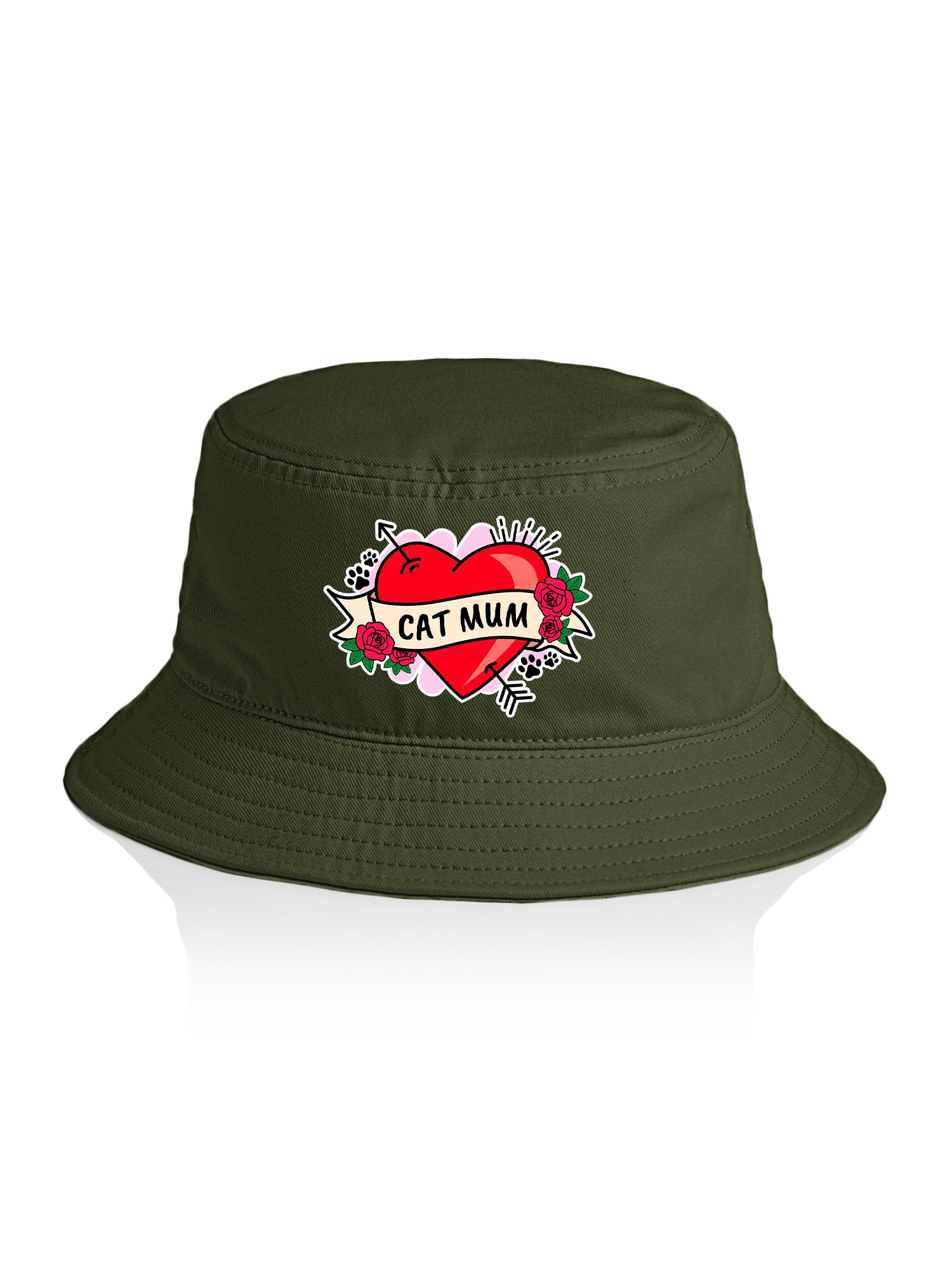 Cat Mum Heart Tattoo Bucket Hat