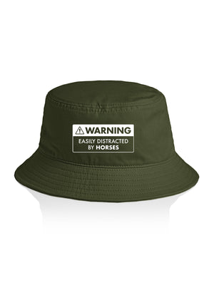 Warning Sign! Easily Distracted By Horses Bucket Hat