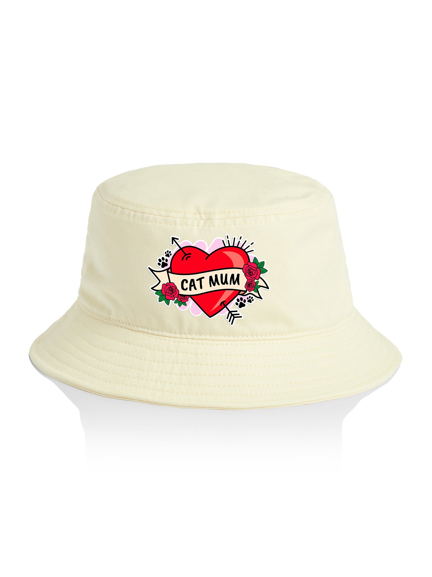 Cat Mum Heart Tattoo Bucket Hat