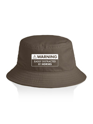 Warning Sign! Easily Distracted By Horses Bucket Hat