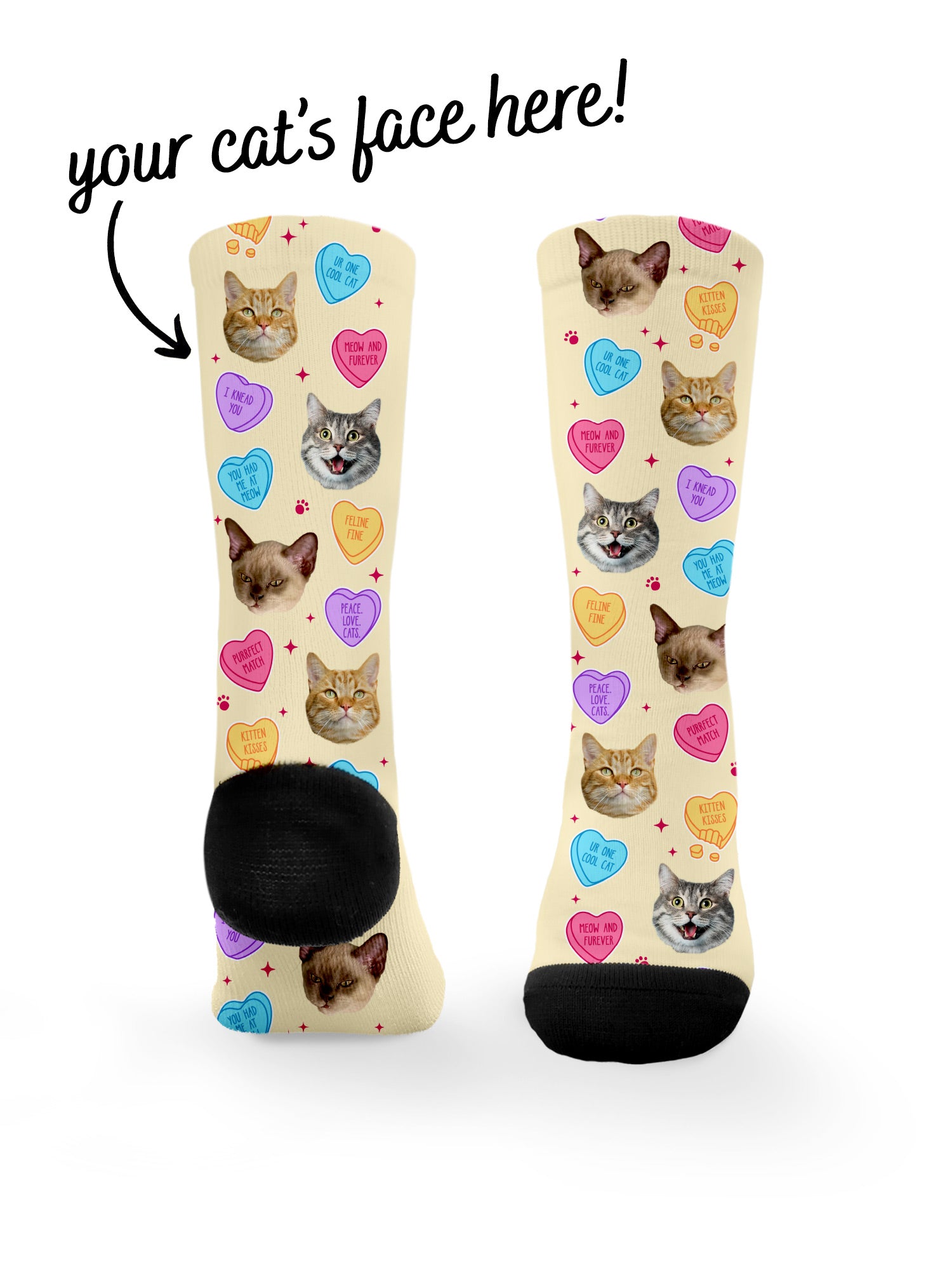 Custom Candy Hearts Pet Face Dress Socks