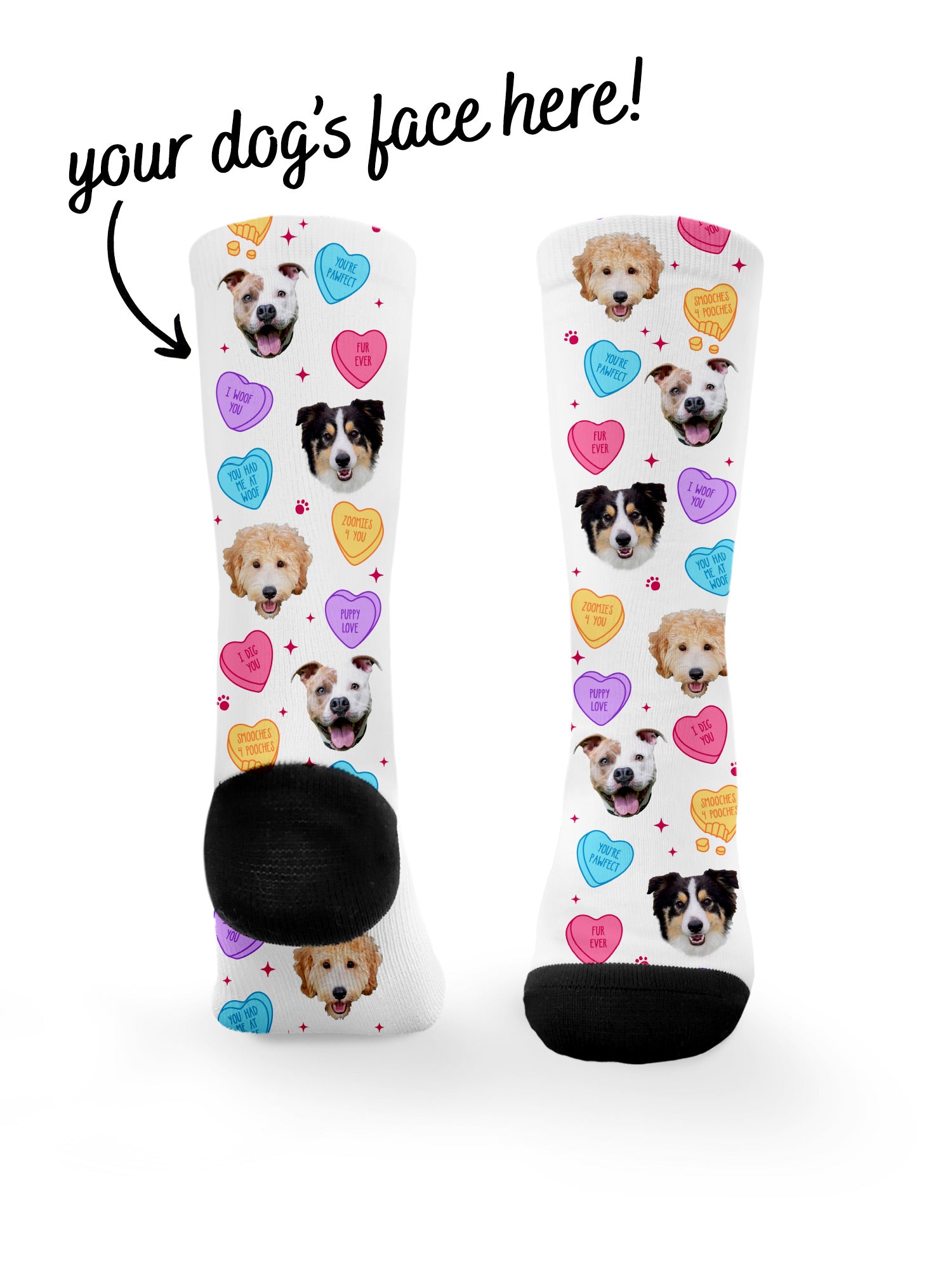 Custom Candy Hearts Pet Face Dress Socks