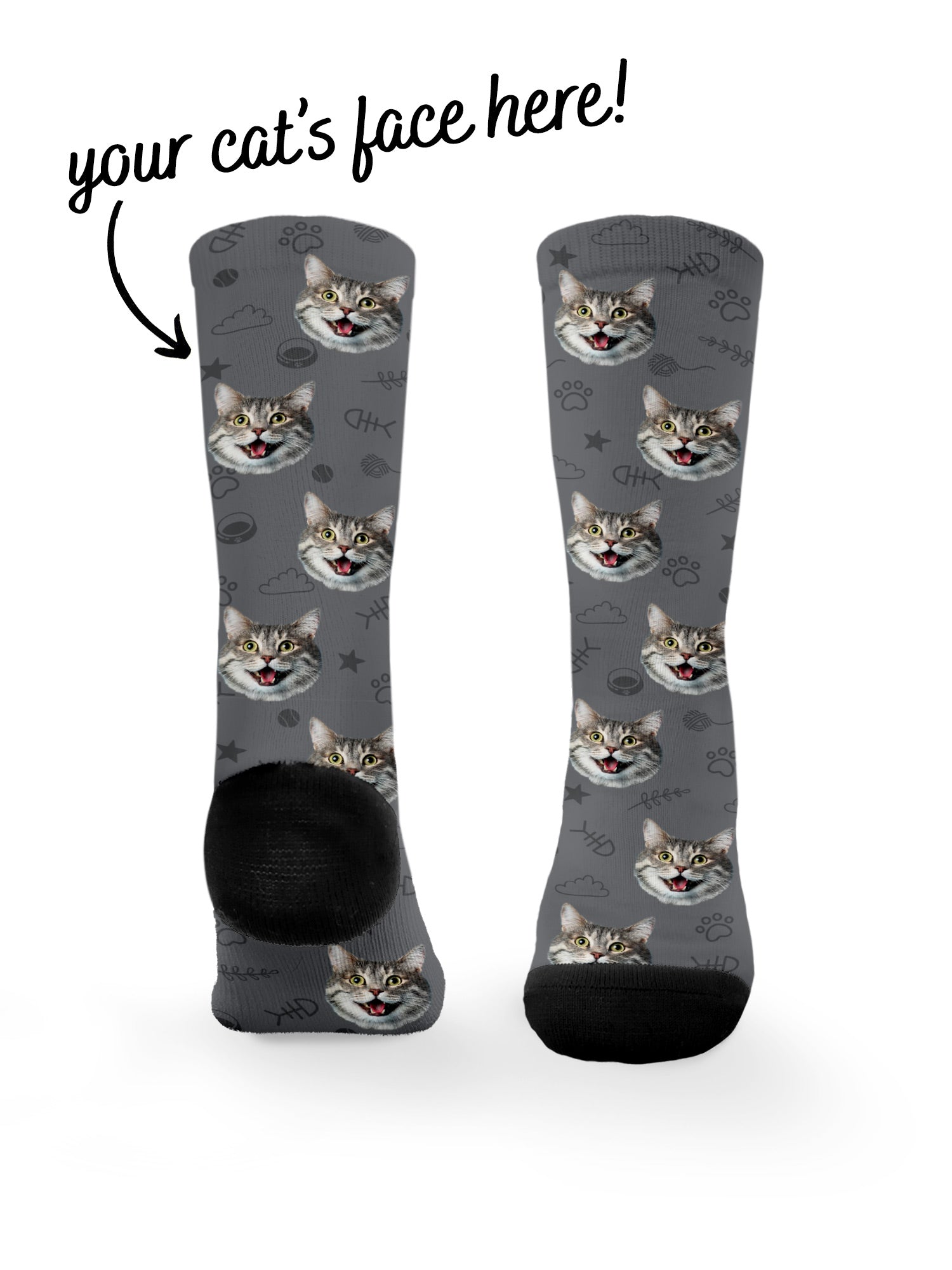 Custom Cat Face Dress Socks