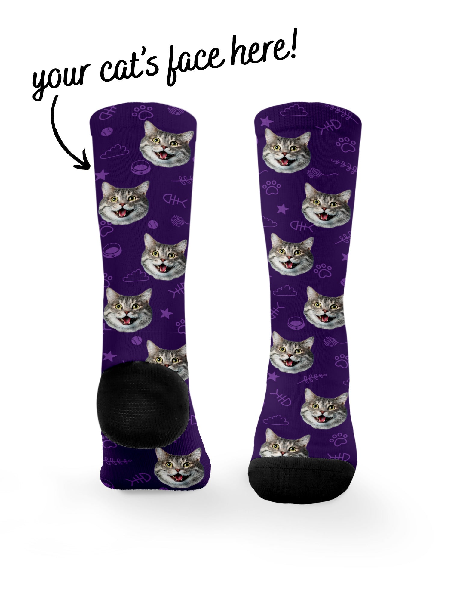 Custom Cat Face Dress Socks