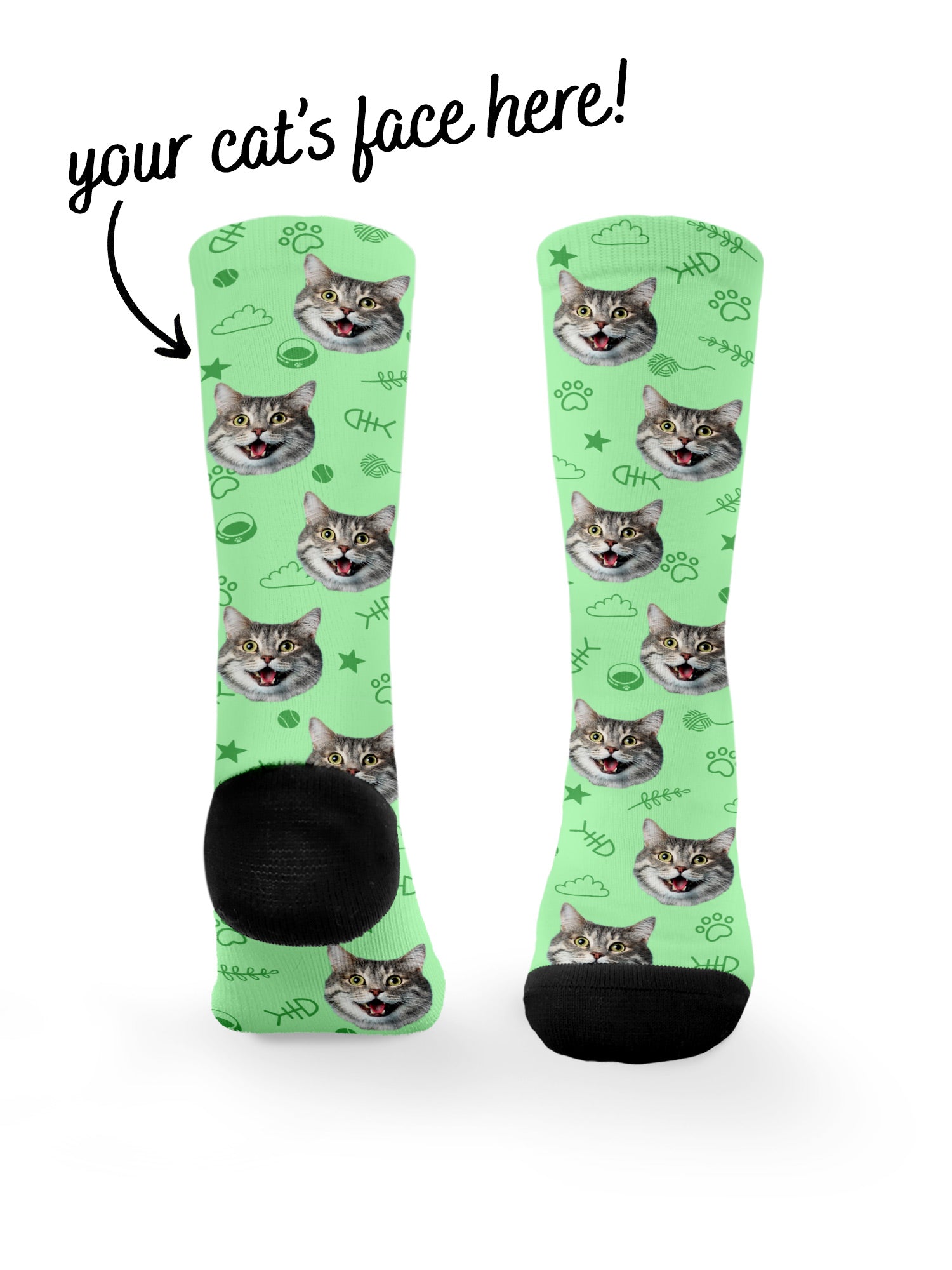 Custom Cat Face Dress Socks