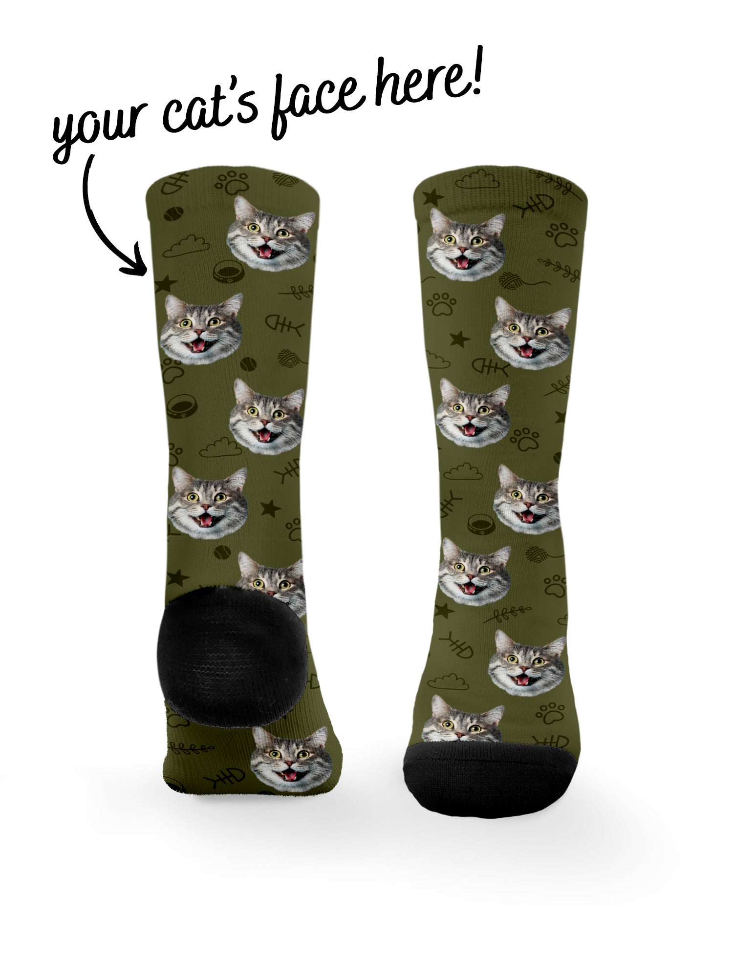 Custom Cat Face Dress Socks