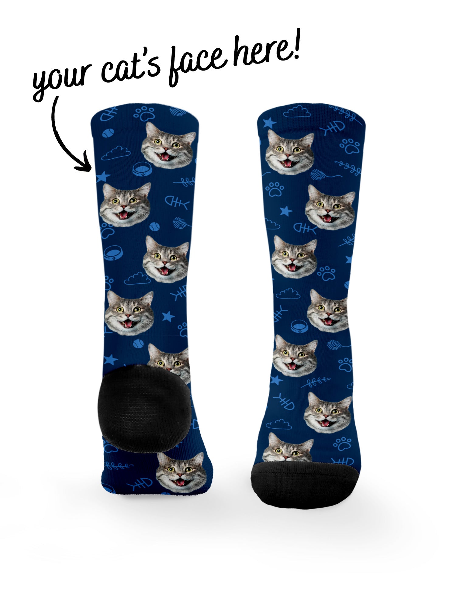 Custom Cat Face Dress Socks