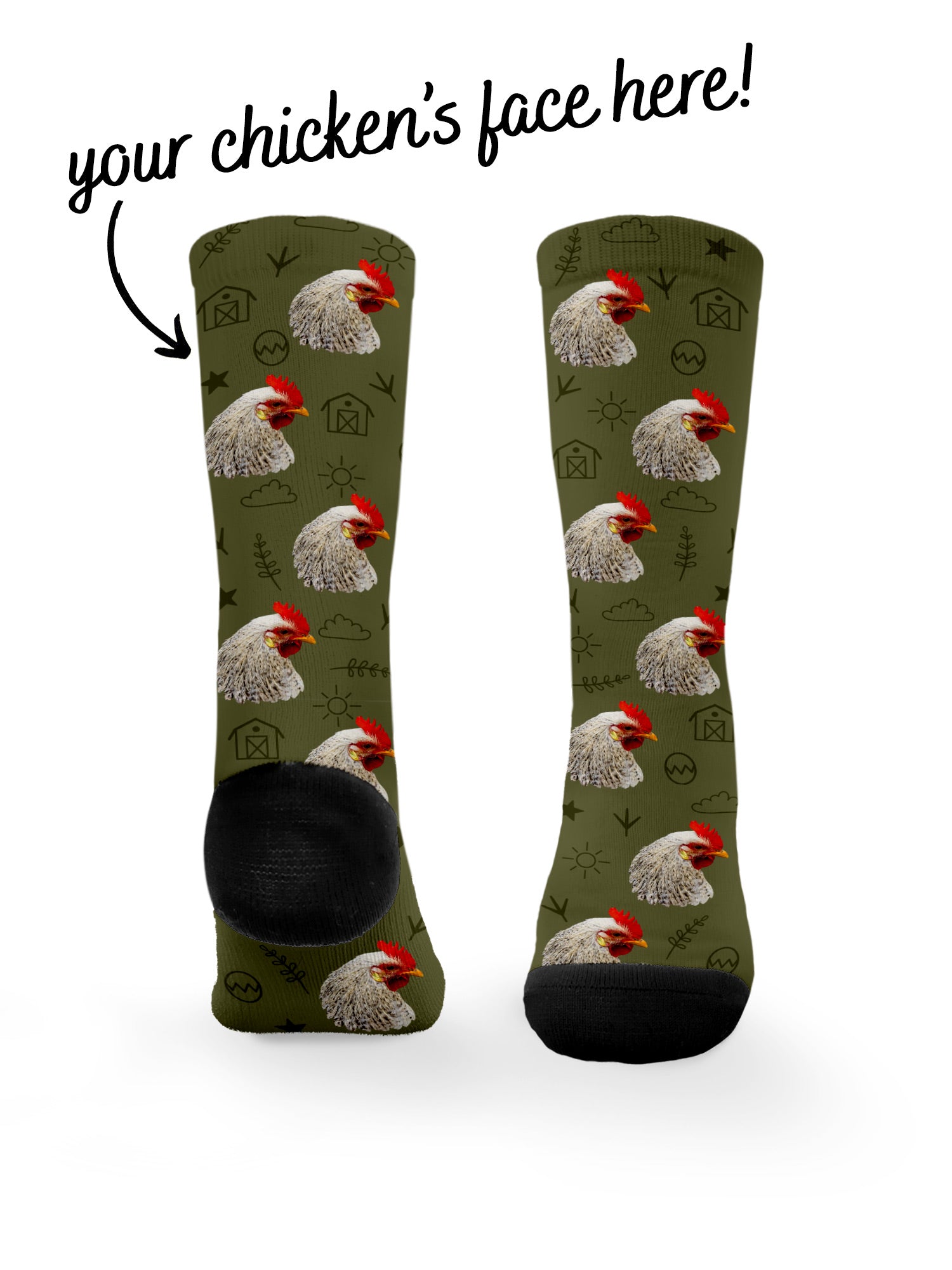 Custom Chicken Face Dress Socks