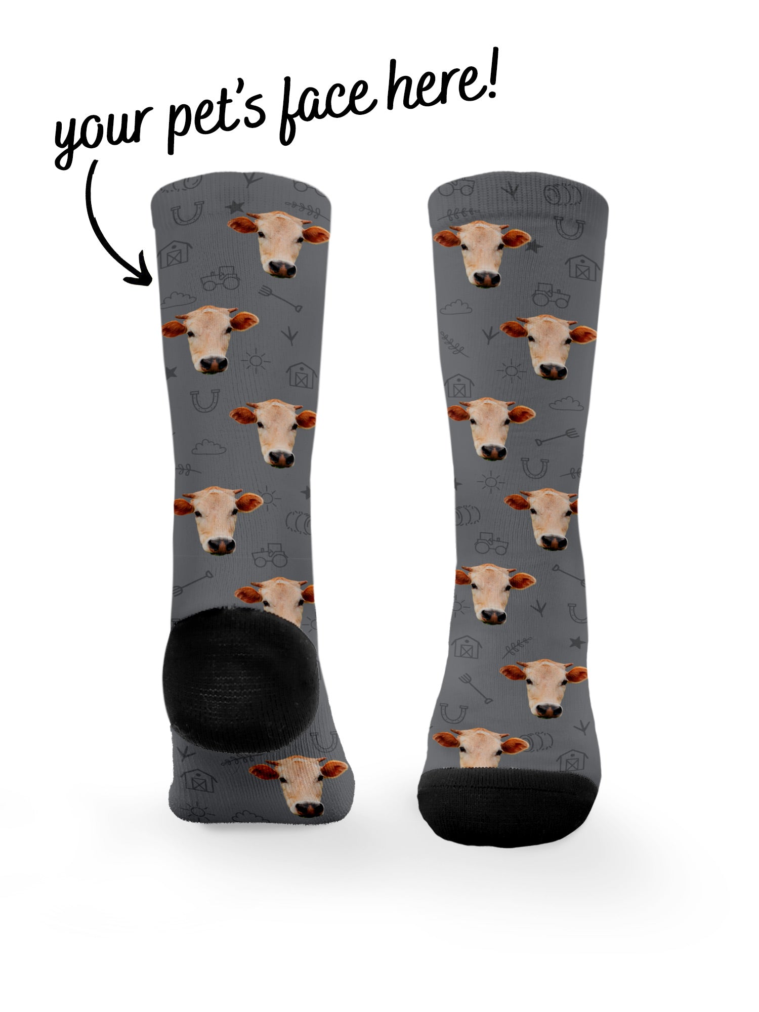 Custom Farm Animal Face Dress Socks