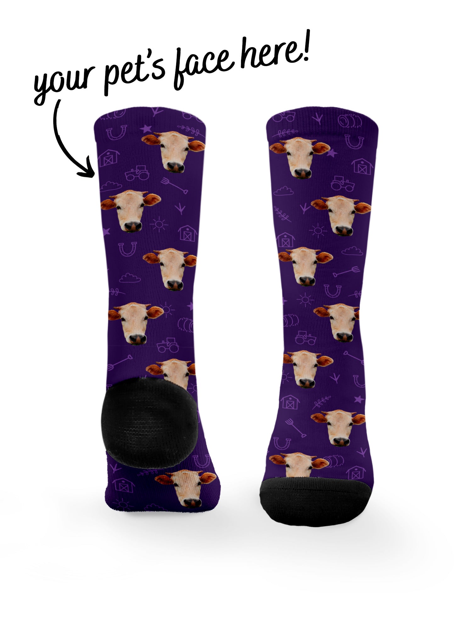 Custom Farm Animal Face Dress Socks