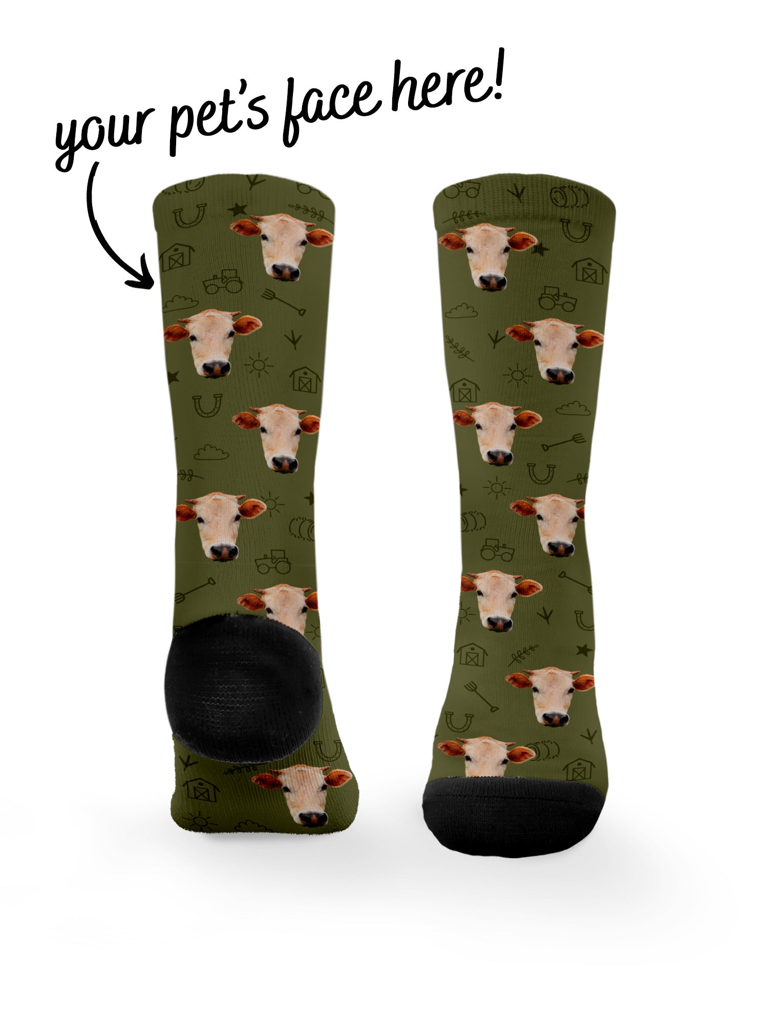 Custom Farm Animal Face Dress Socks