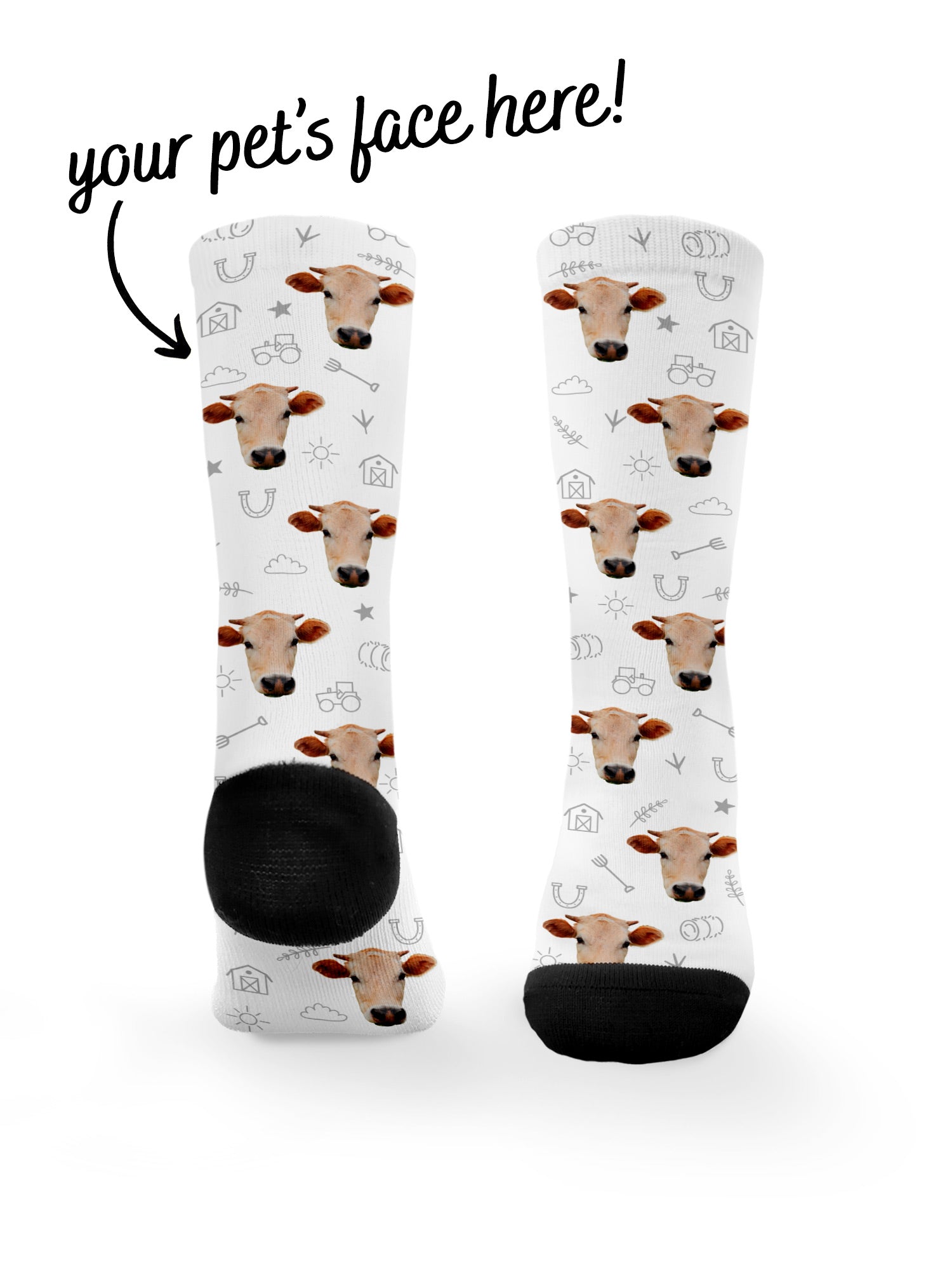 Custom Farm Animal Face Dress Socks