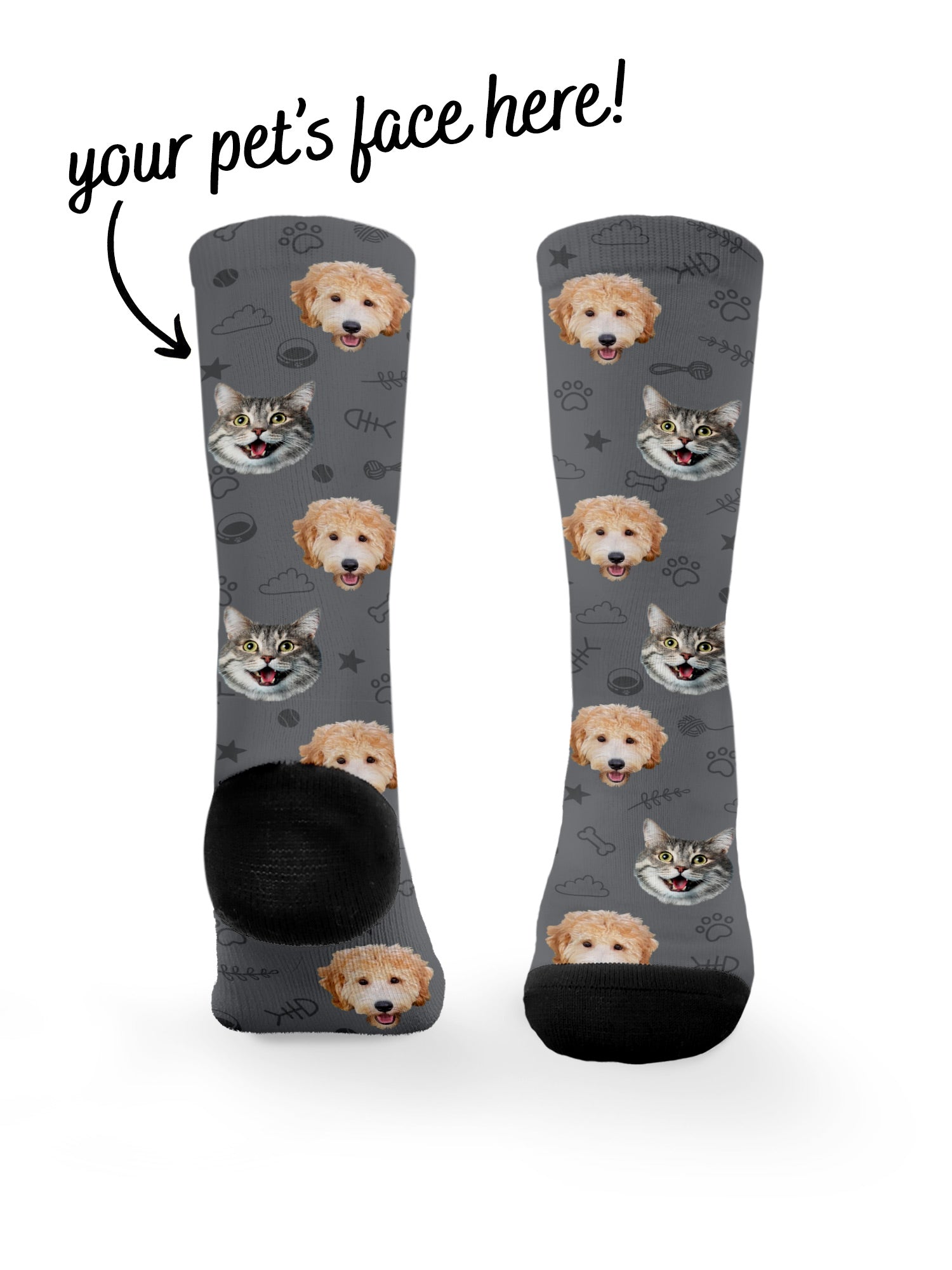 Custom Mixed Dog & Cat Face Dress Socks