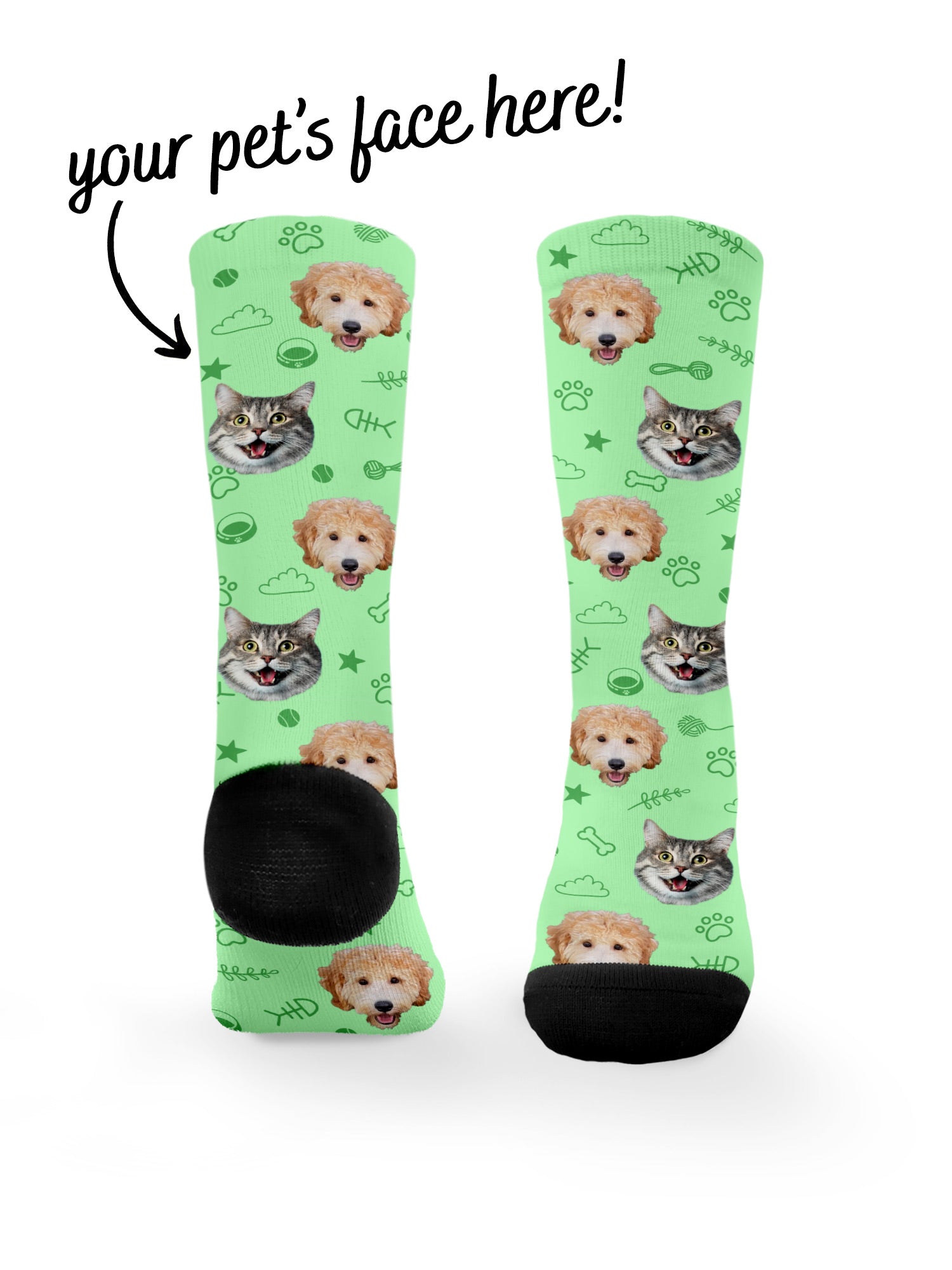 Custom Mixed Dog & Cat Face Dress Socks